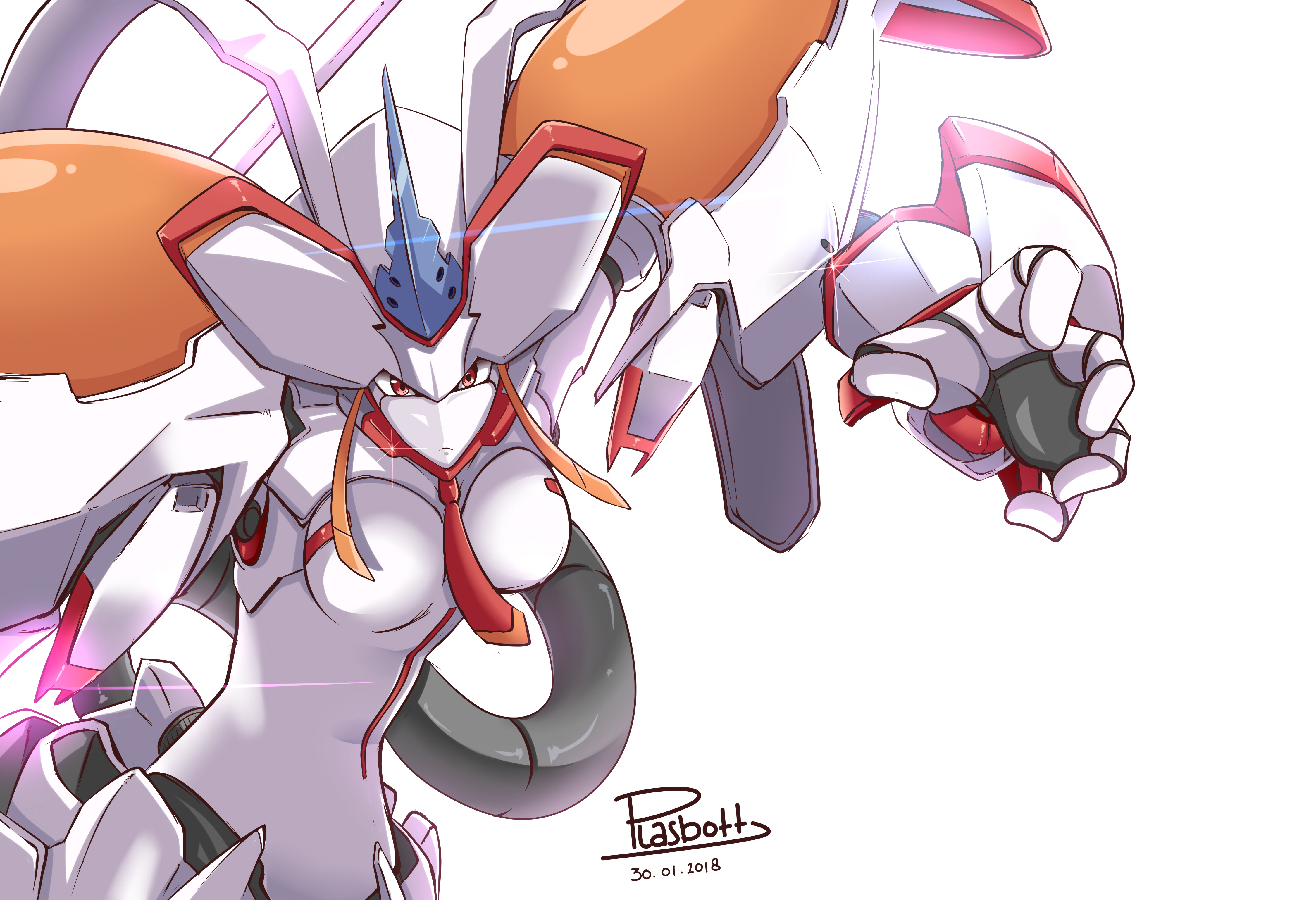 anime, darling in the franxx, red eyes, robot, strelizia (darling in the franxx)