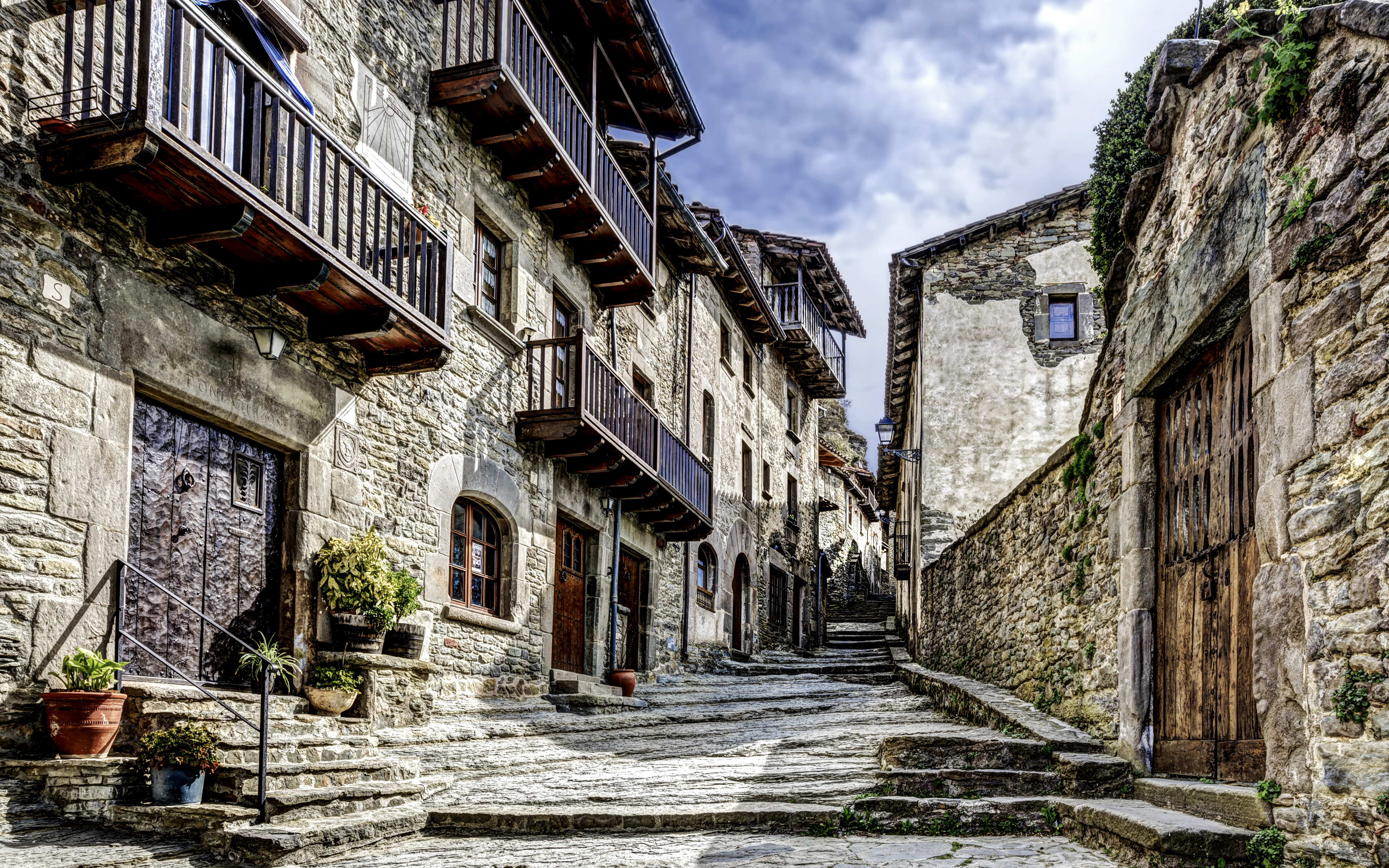 village, man made, catalonia, house, spain, street