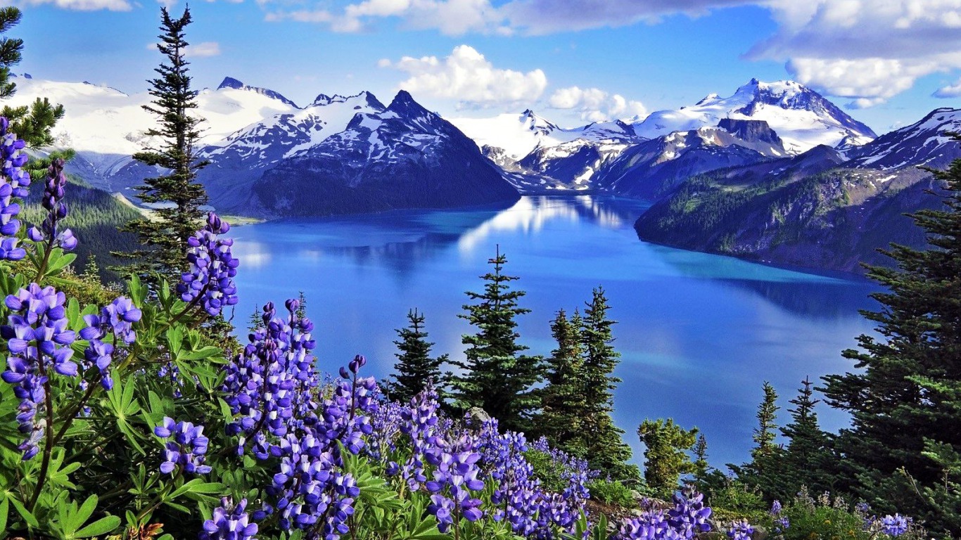 spring, mountain, canada, lake, landscape, earth, reflection 1080p