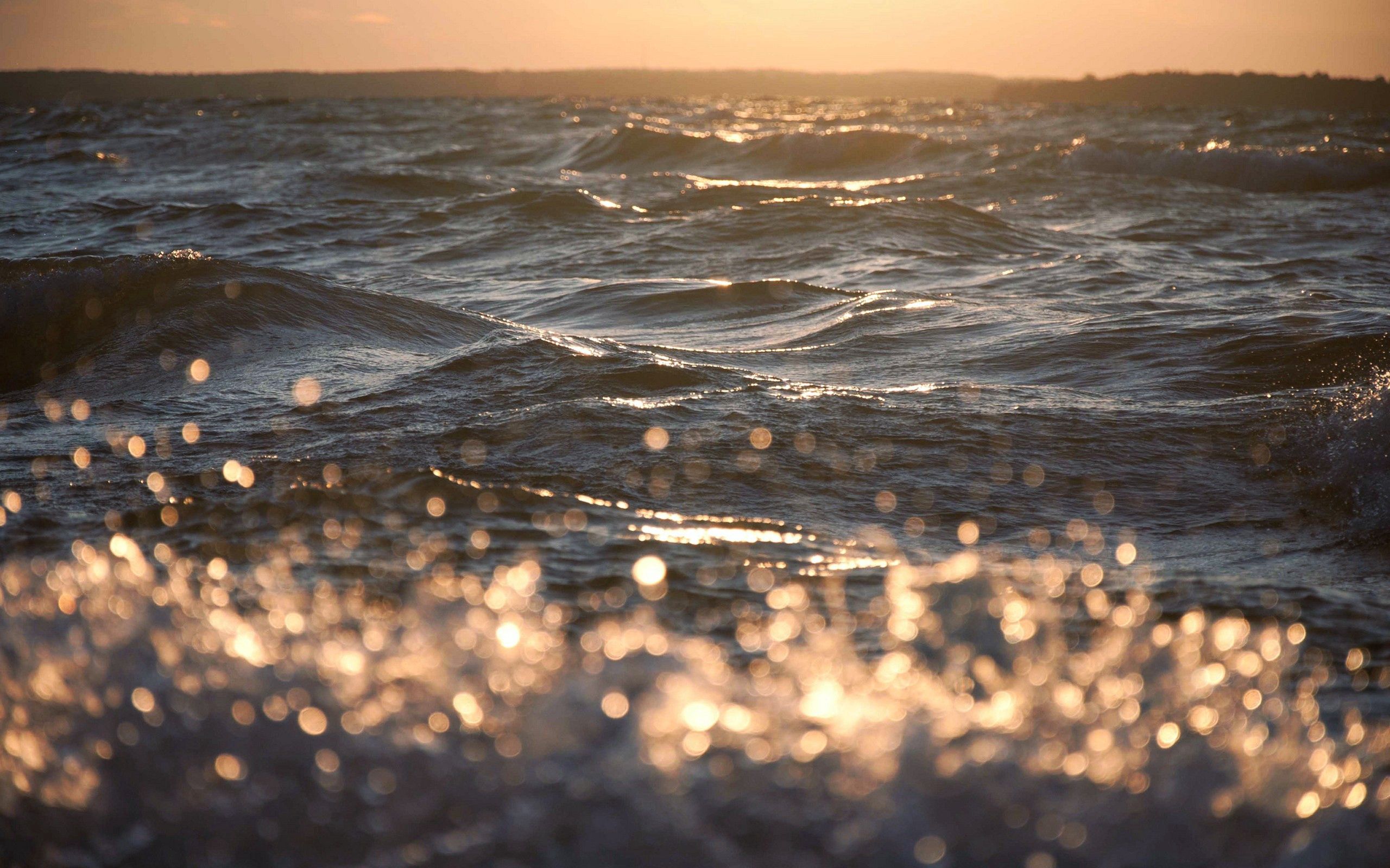 nature, sea, bubbles, waves, foam Desktop Wallpaper
