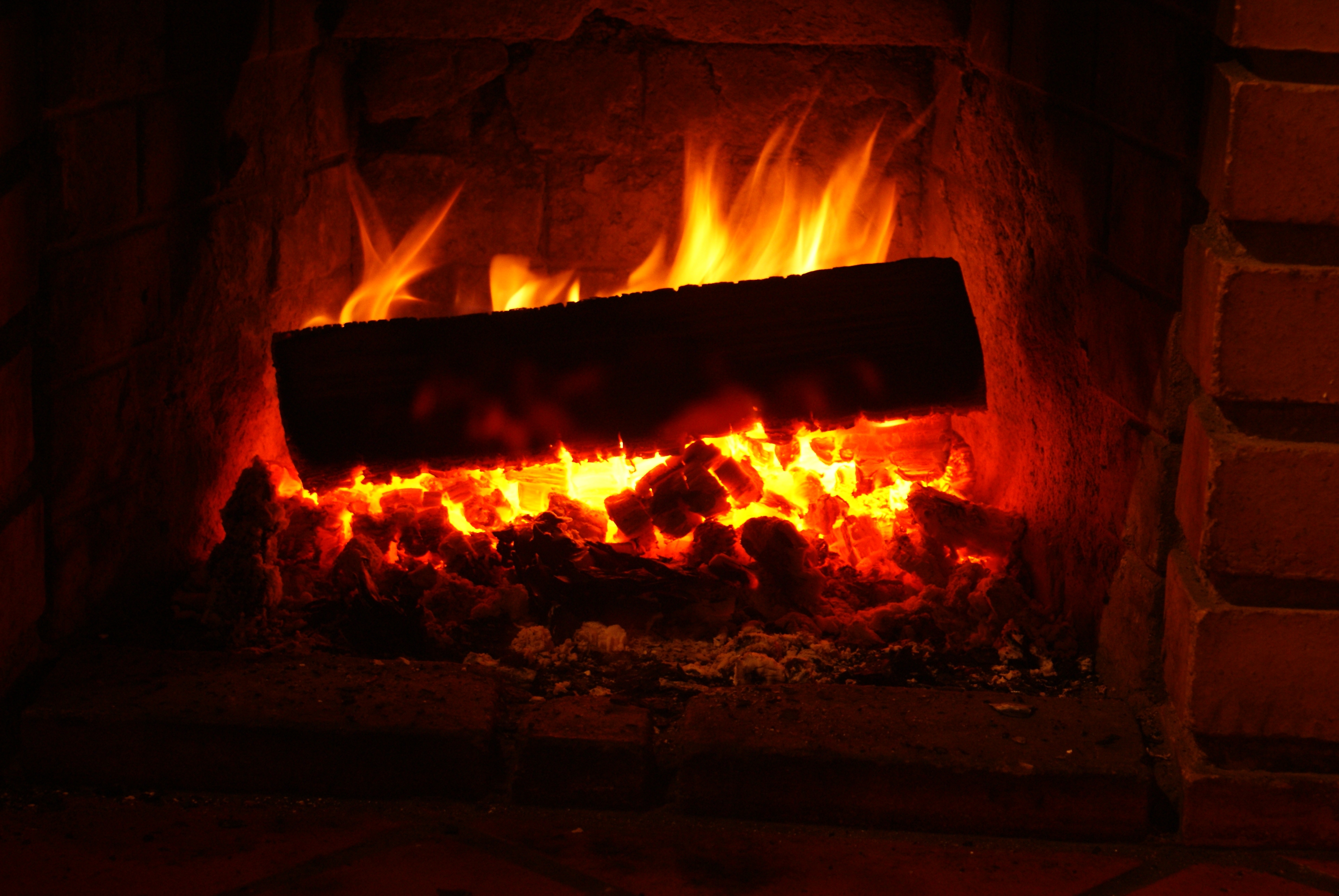 firewood, fire, coals, dark, fireplace, embers