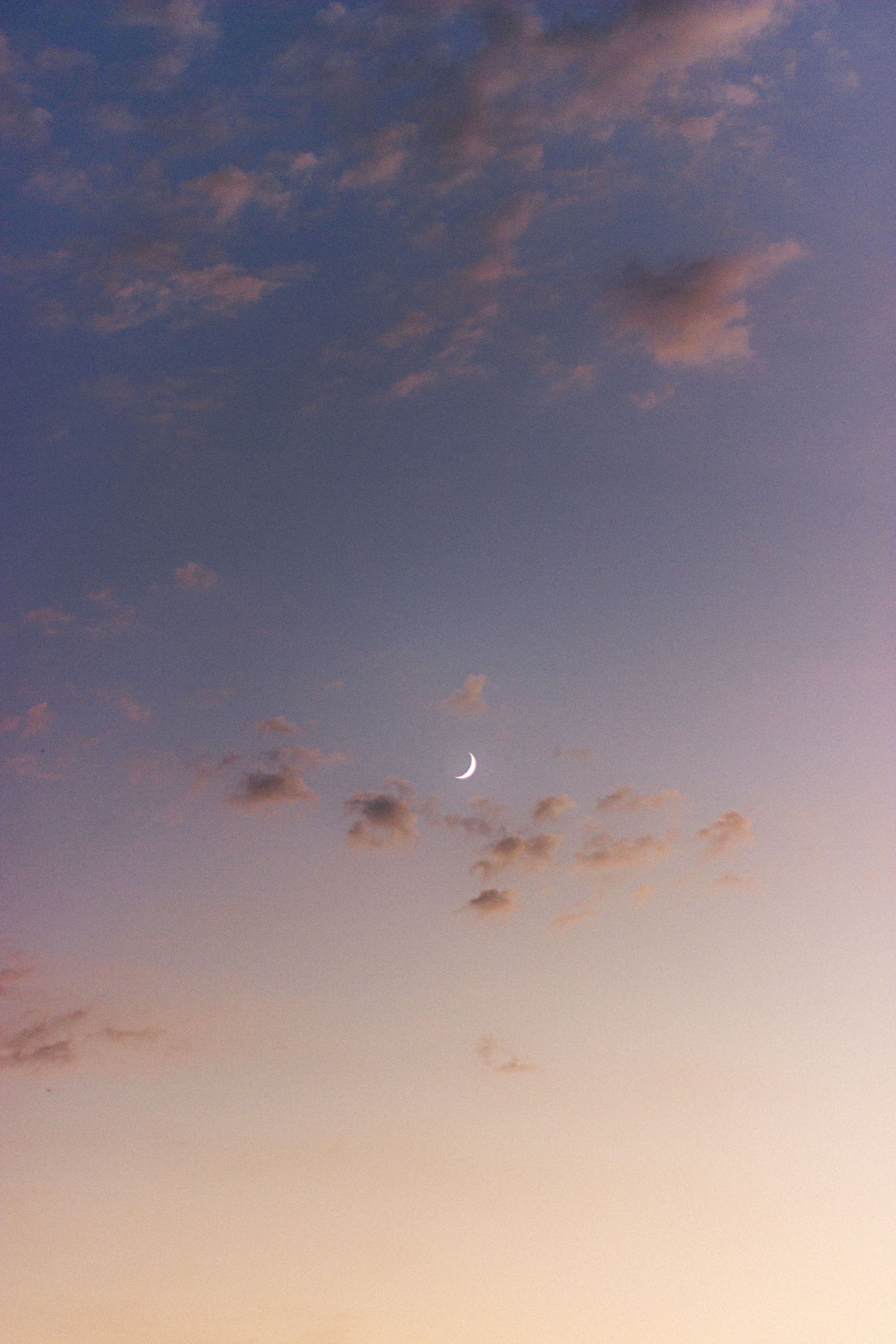 dusk, clouds, nature, sky, twilight, moon lock screen backgrounds
