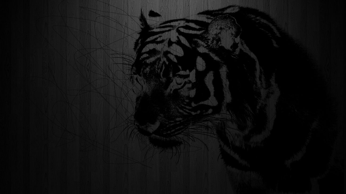 Тигр на черном фоне рисунок