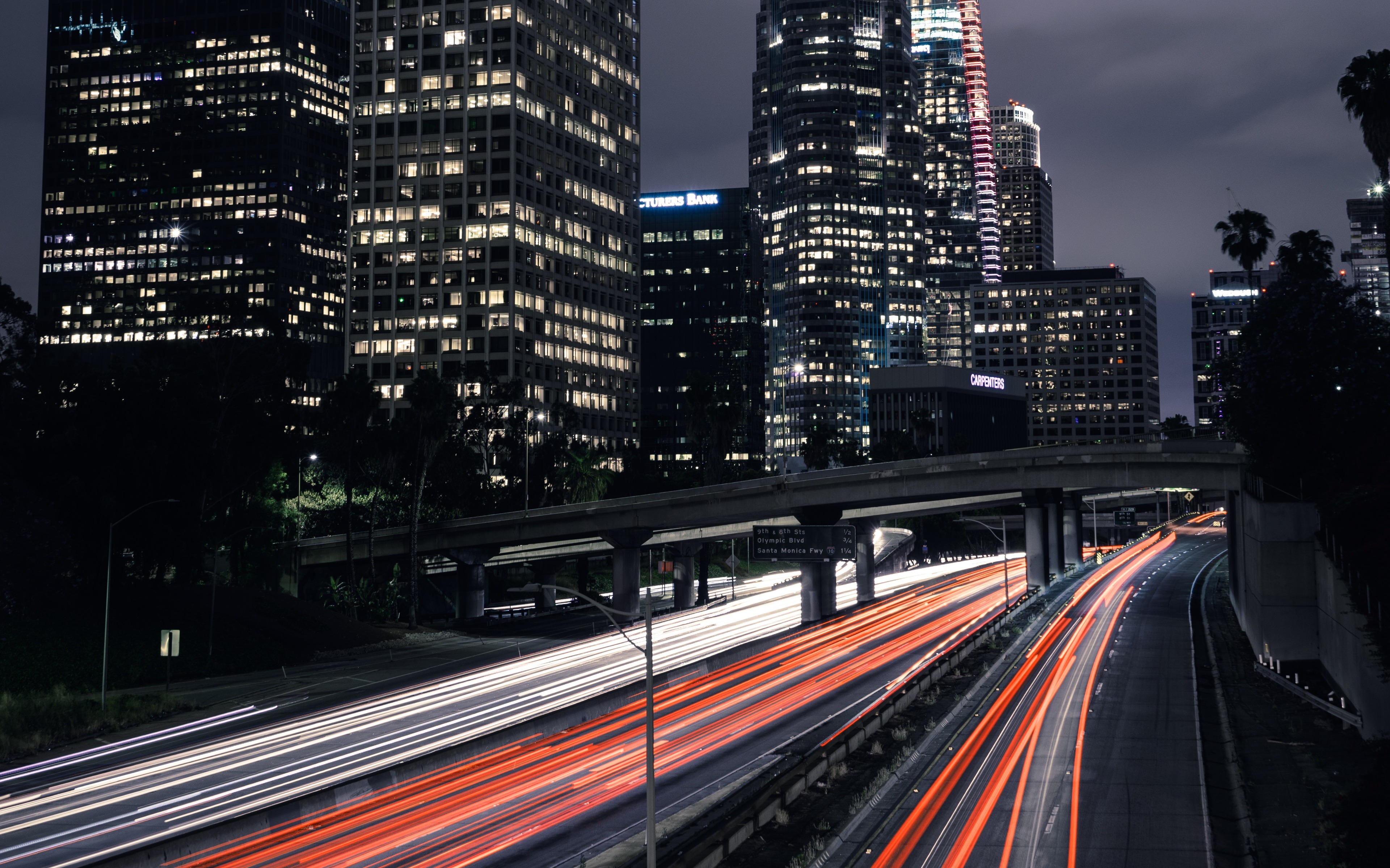 road, photography, time lapse, california, freeway, night