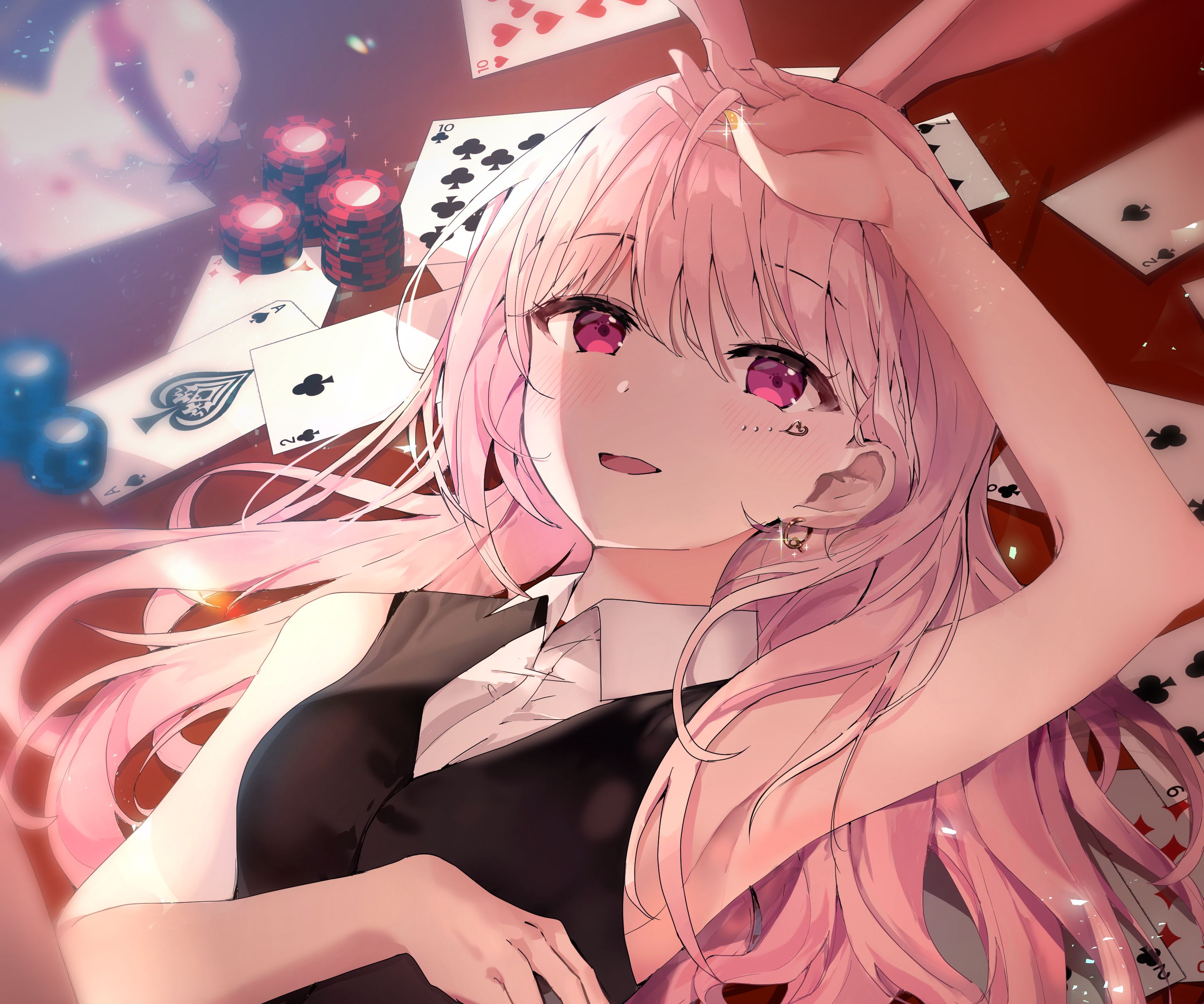 Desktop Wallpaper Lying Down, Cute Anime Girl, Meadow, Hd Image, Picture,  Background, Gkllgv