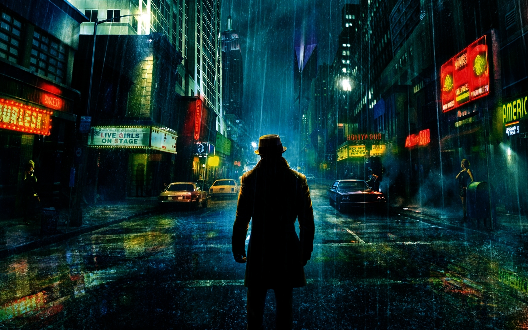 Download mobile wallpaper Cities, Landscape, Watchmen, Night, Cinema for free.
