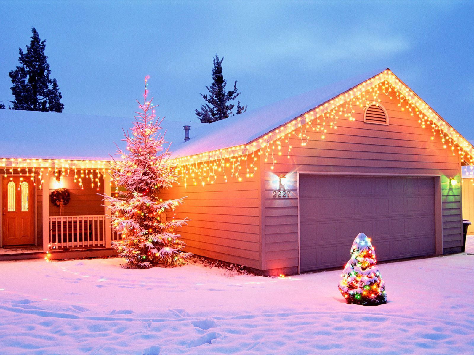 lights, garland, holidays, new year, christmas, house, decoration, garlands