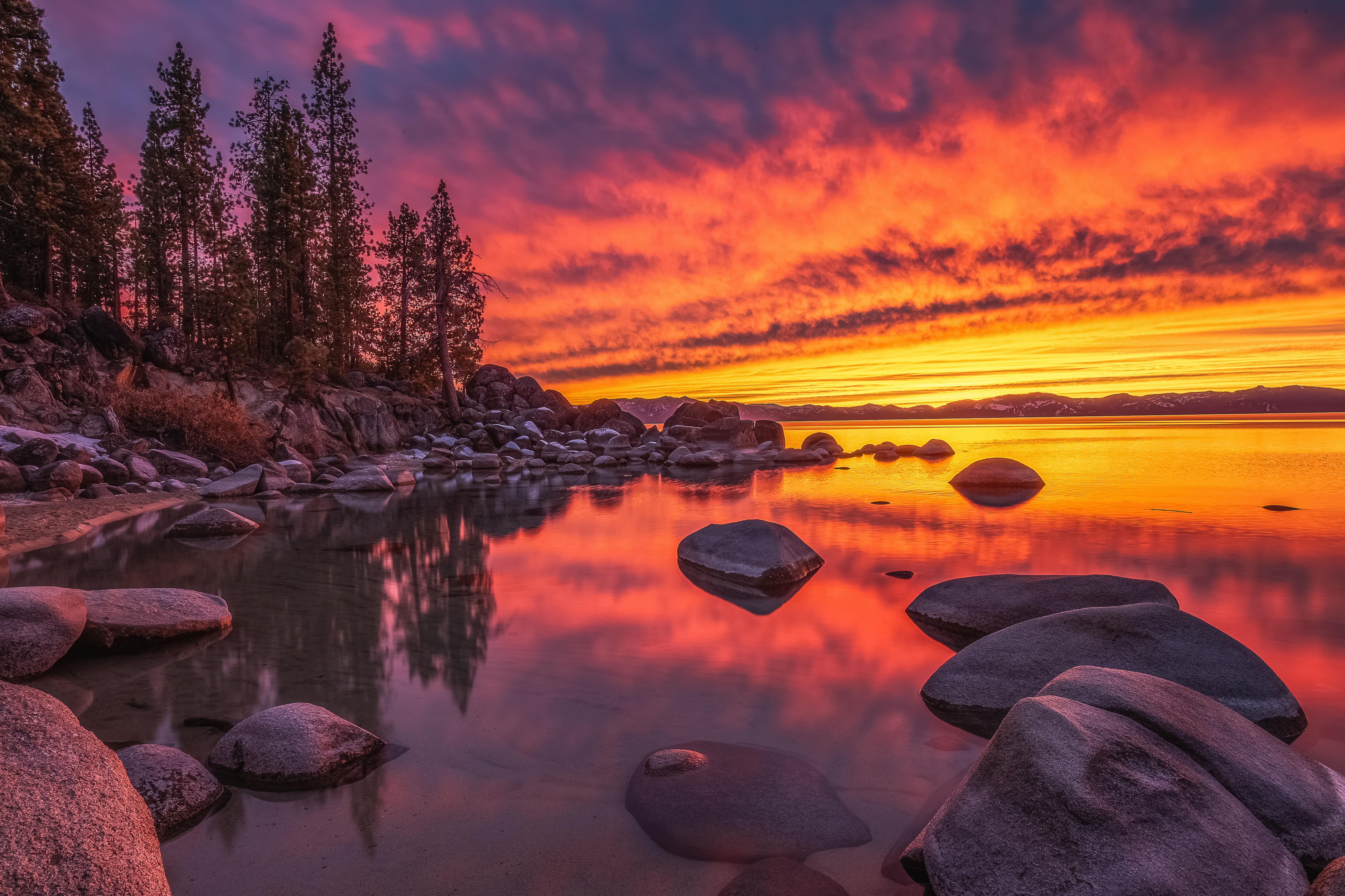 earth, lake tahoe, lake, nature, nevada, sunset, usa, lakes