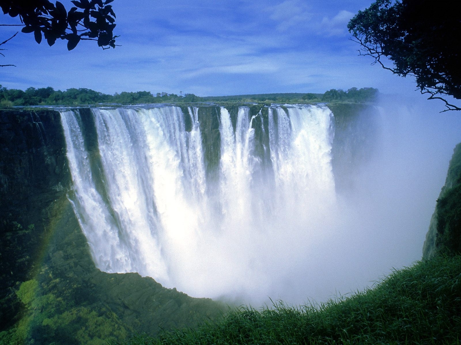 victoria falls, green, vegetation, earth, nature, waterfall, waterfalls mobile wallpaper