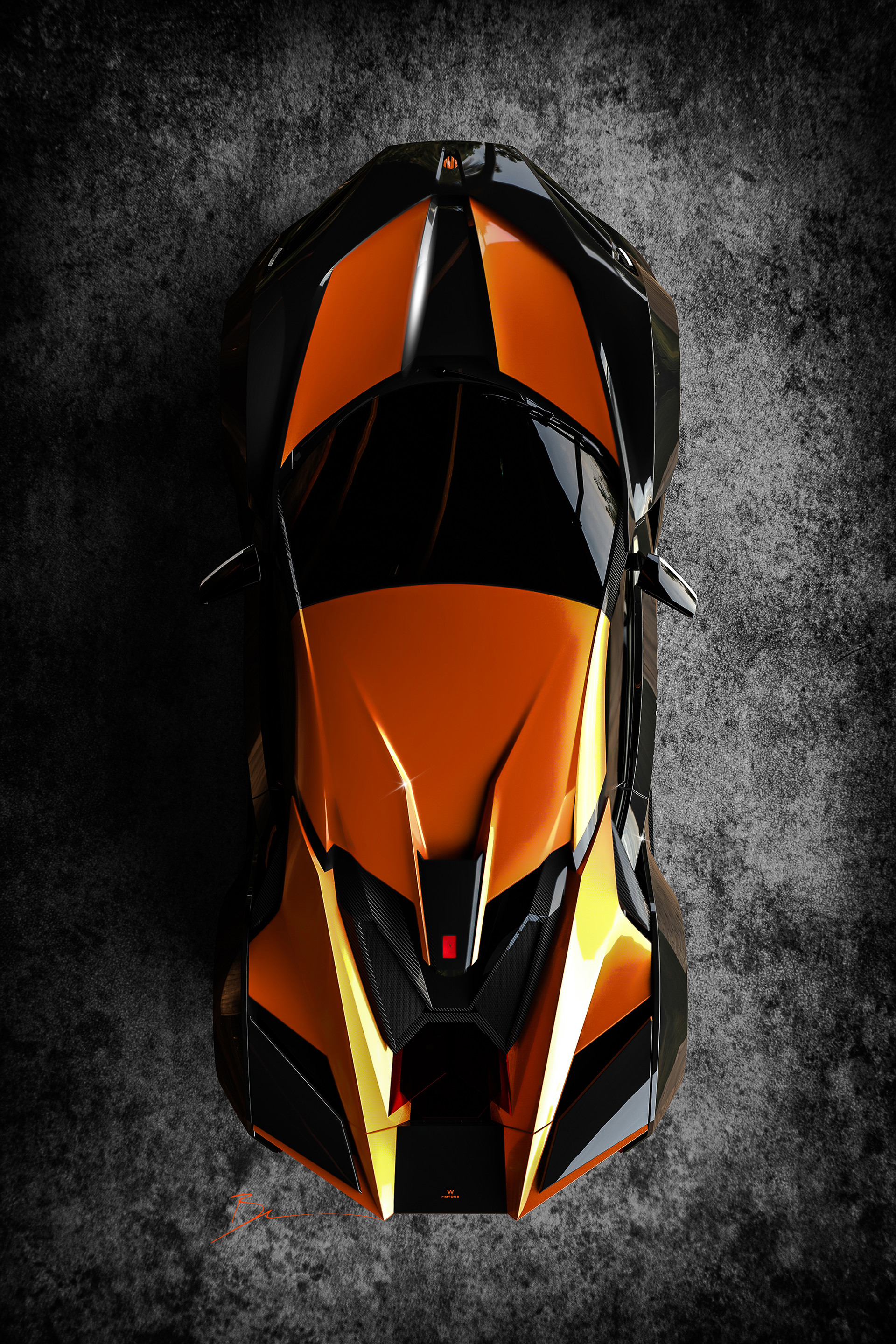 cars, car, sports car, sports, black, orange, view from above, machine
