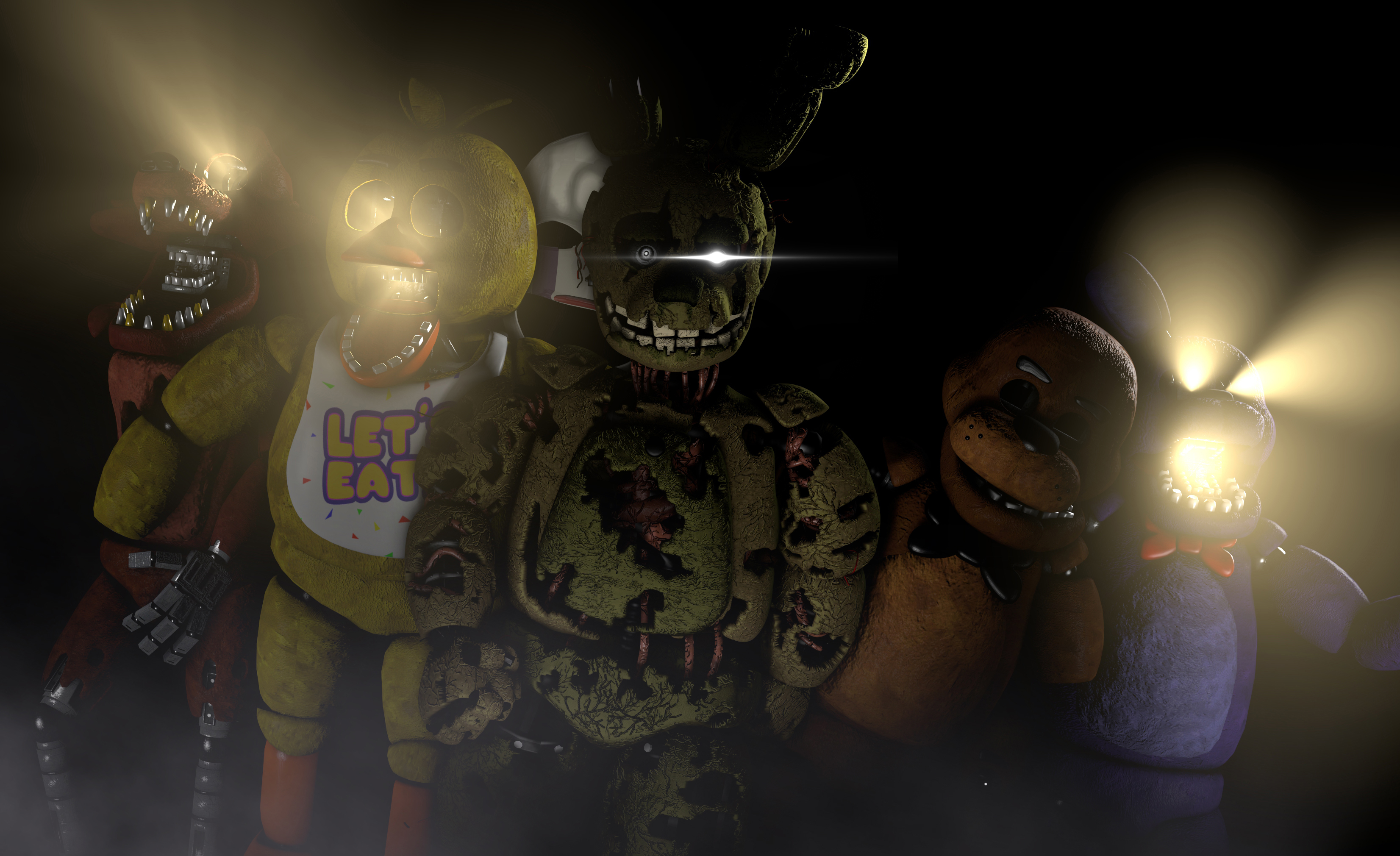 foxy (five nights at freddy's), springtrap (five nights at freddy's), bonnie (five nights at freddy's), video game, five nights at freddy's 3, chica (five nights at freddy's), freddy (five nights at freddy's), five nights at freddy's