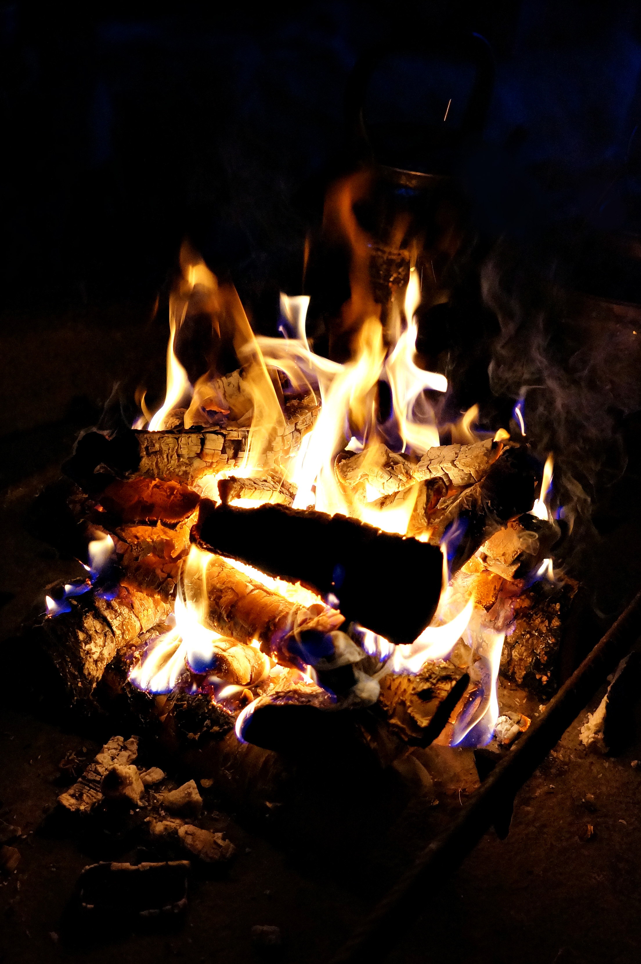 bonfire, black, coals, dark, flame, logs