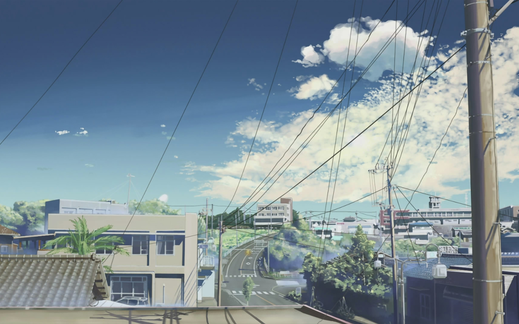 5 centimeters per second, anime, city, sky, urban, wire HD wallpaper