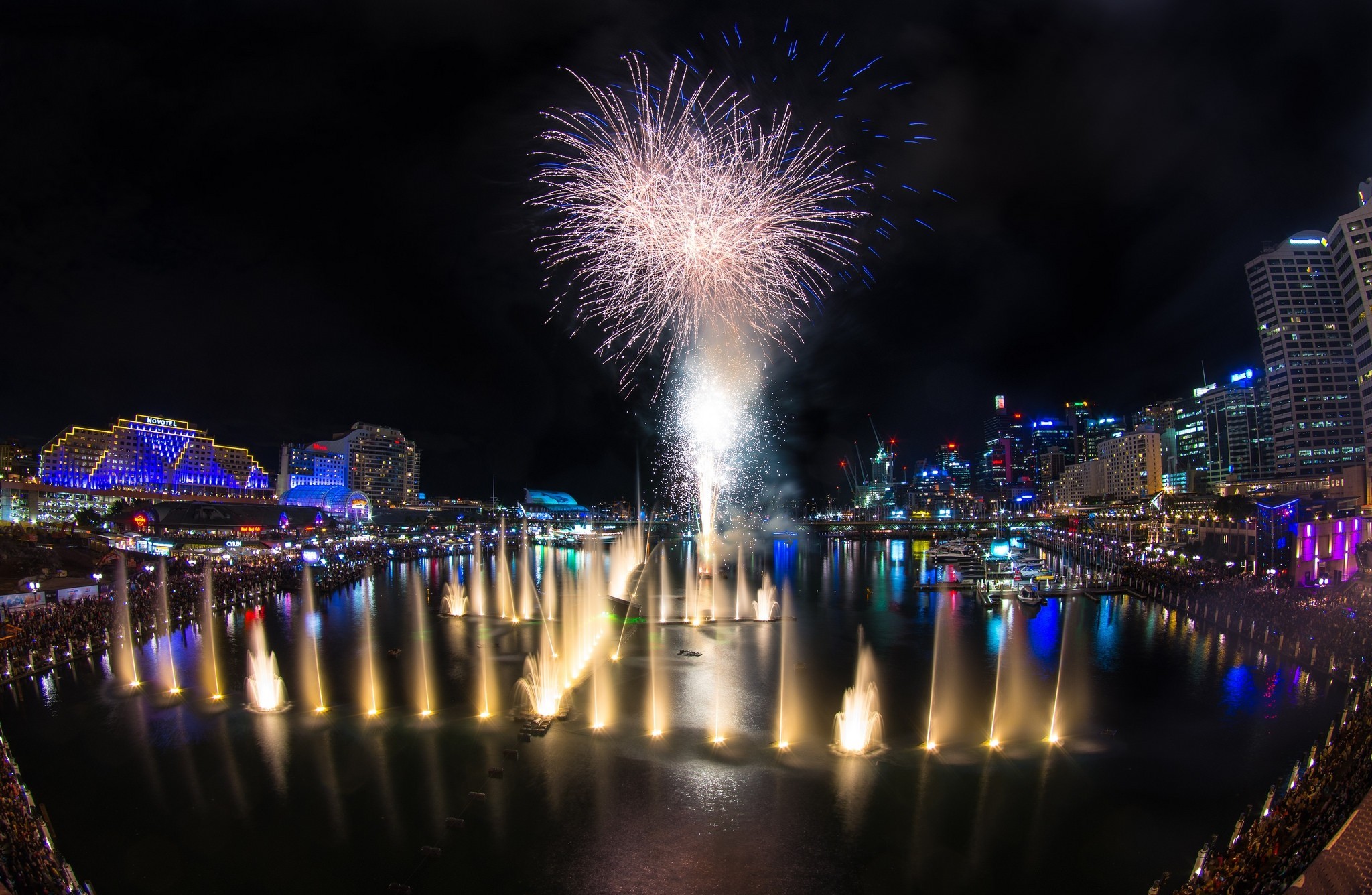 man made, darling harbour, australia, fireworks, fountain, sydney High Definition image