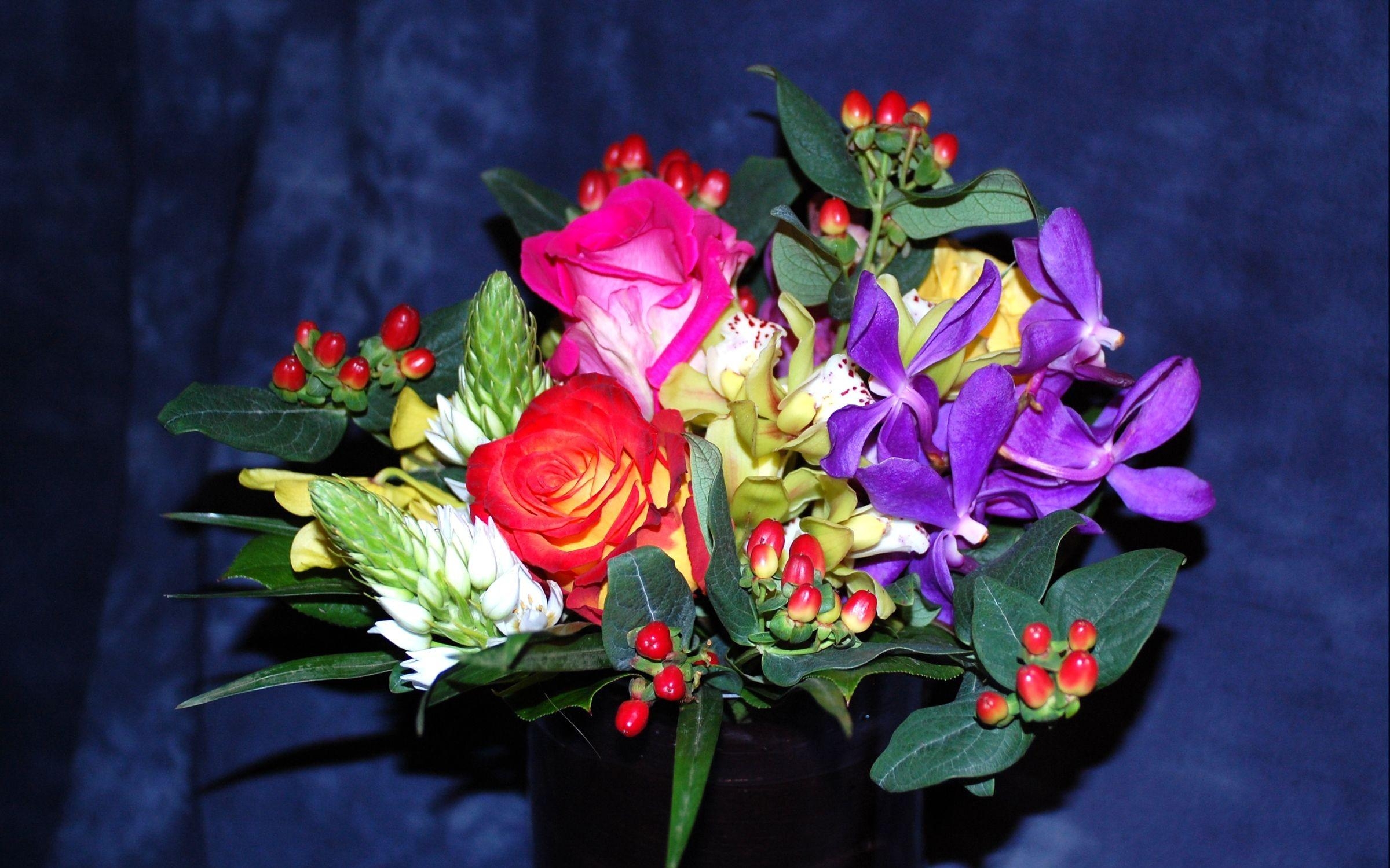flowers, roses, registration, typography, bouquet, vase, composition wallpaper for mobile