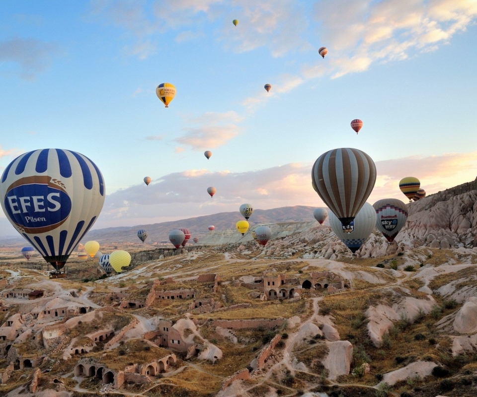 vehicles, hot air balloon, cappadocia, turkey Phone Background