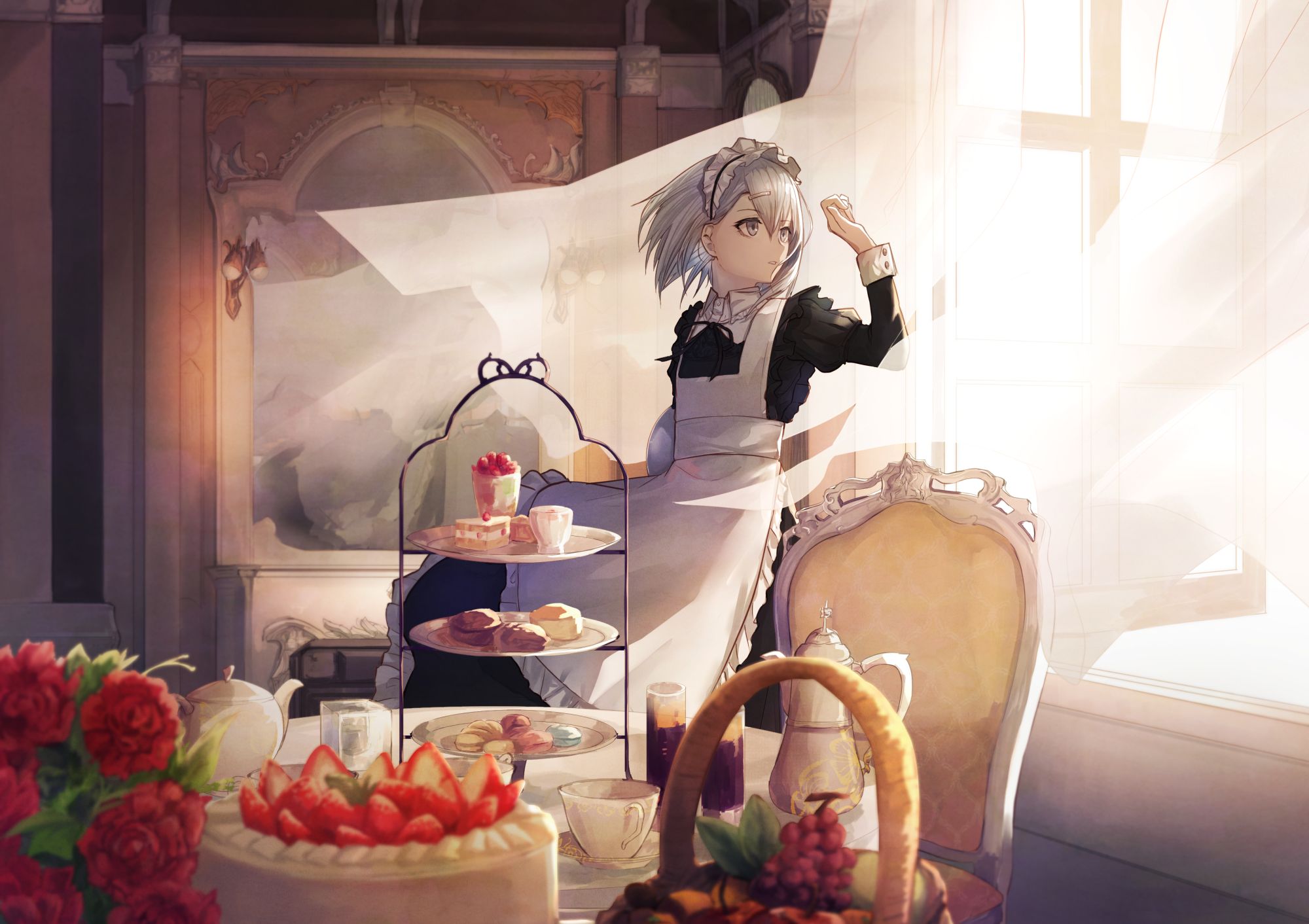 Download mobile wallpaper Anime, Cake, Sweets, Original, Maid for free.
