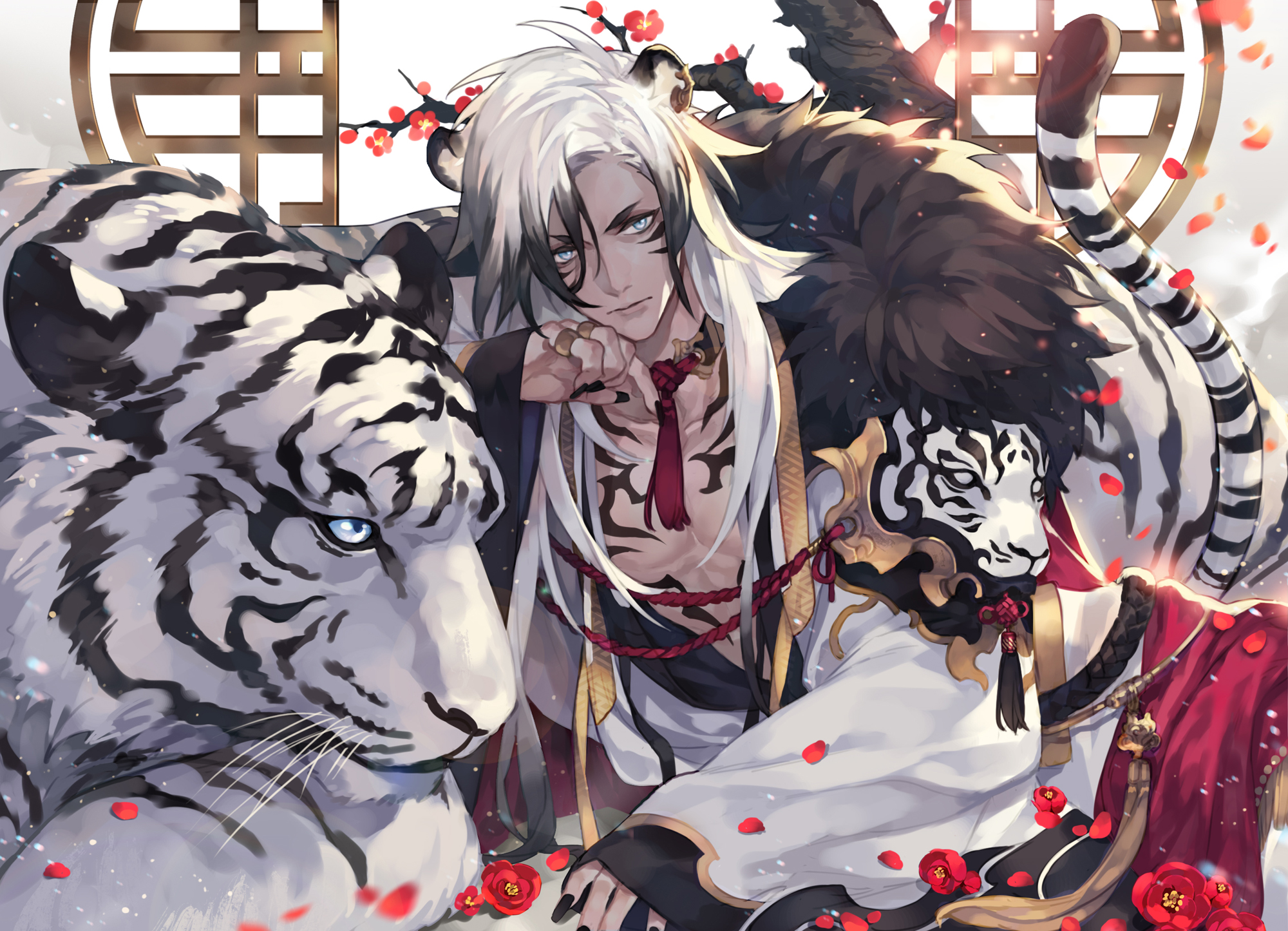 Majestic White Tiger in Snow Landscape - Anime Wallpaper