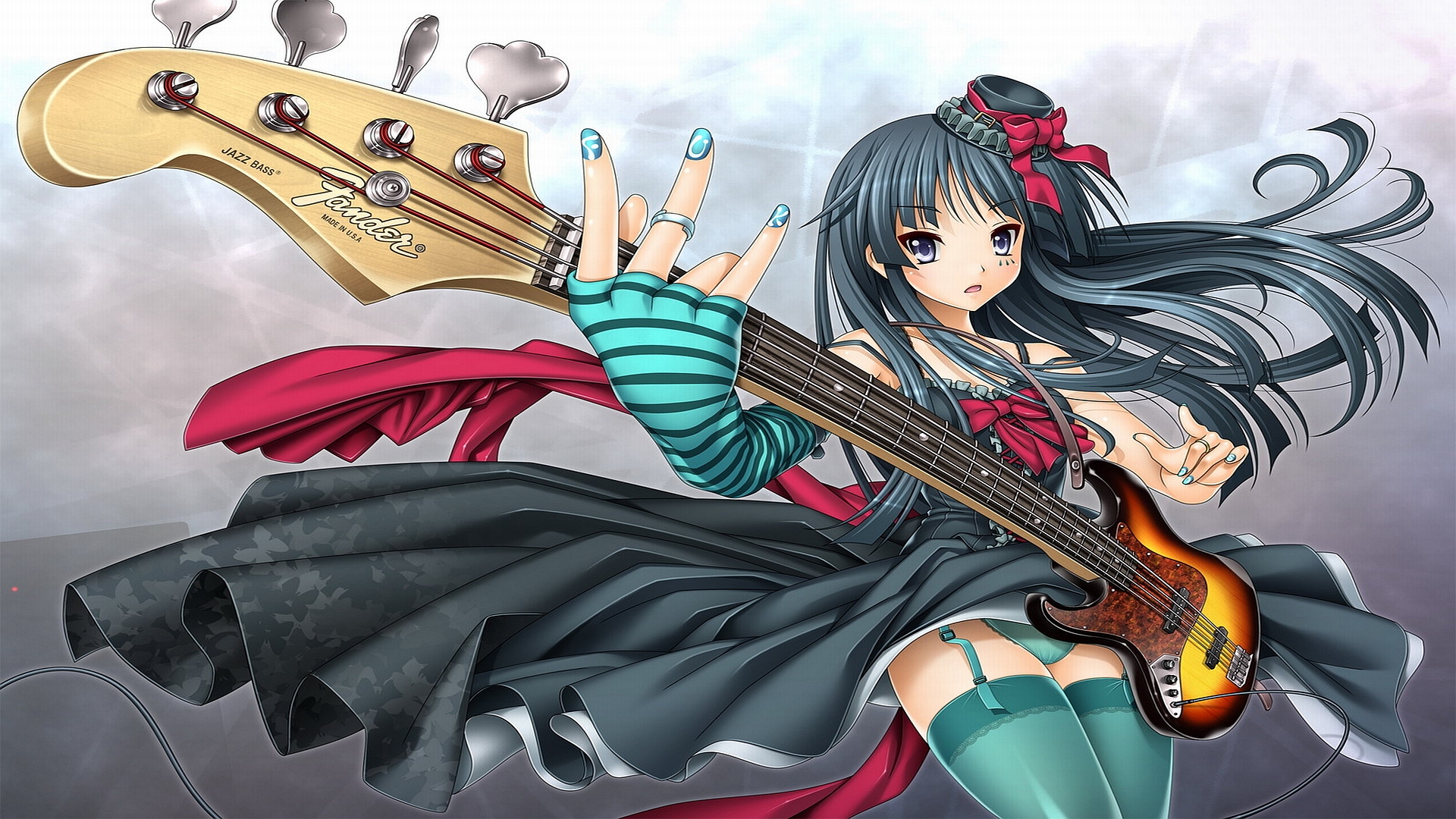 guitar, music, anime, k on!, mio akiyama