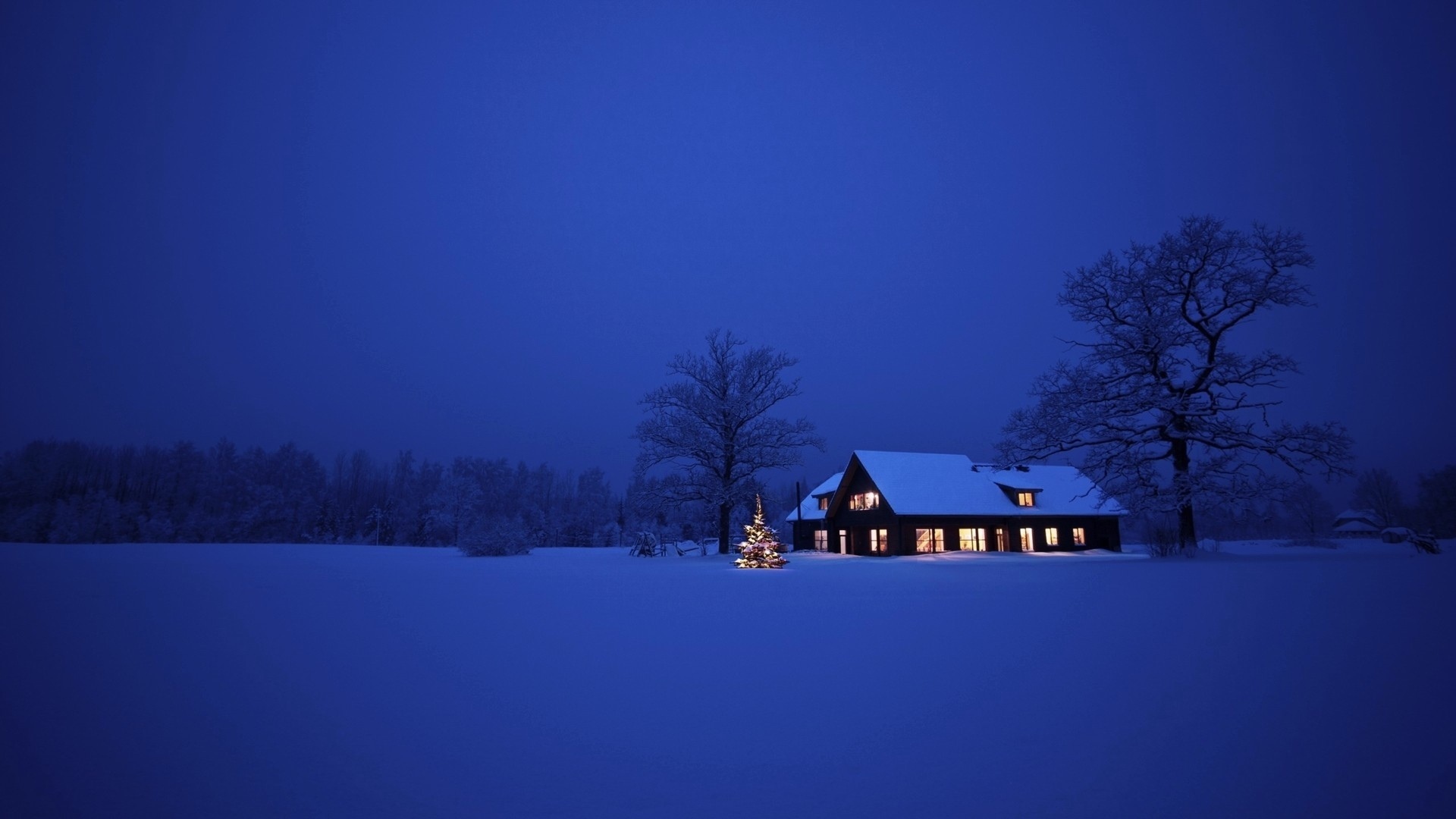 snow, christmas xmas, houses, new year, landscape, holidays, winter, blue 4K
