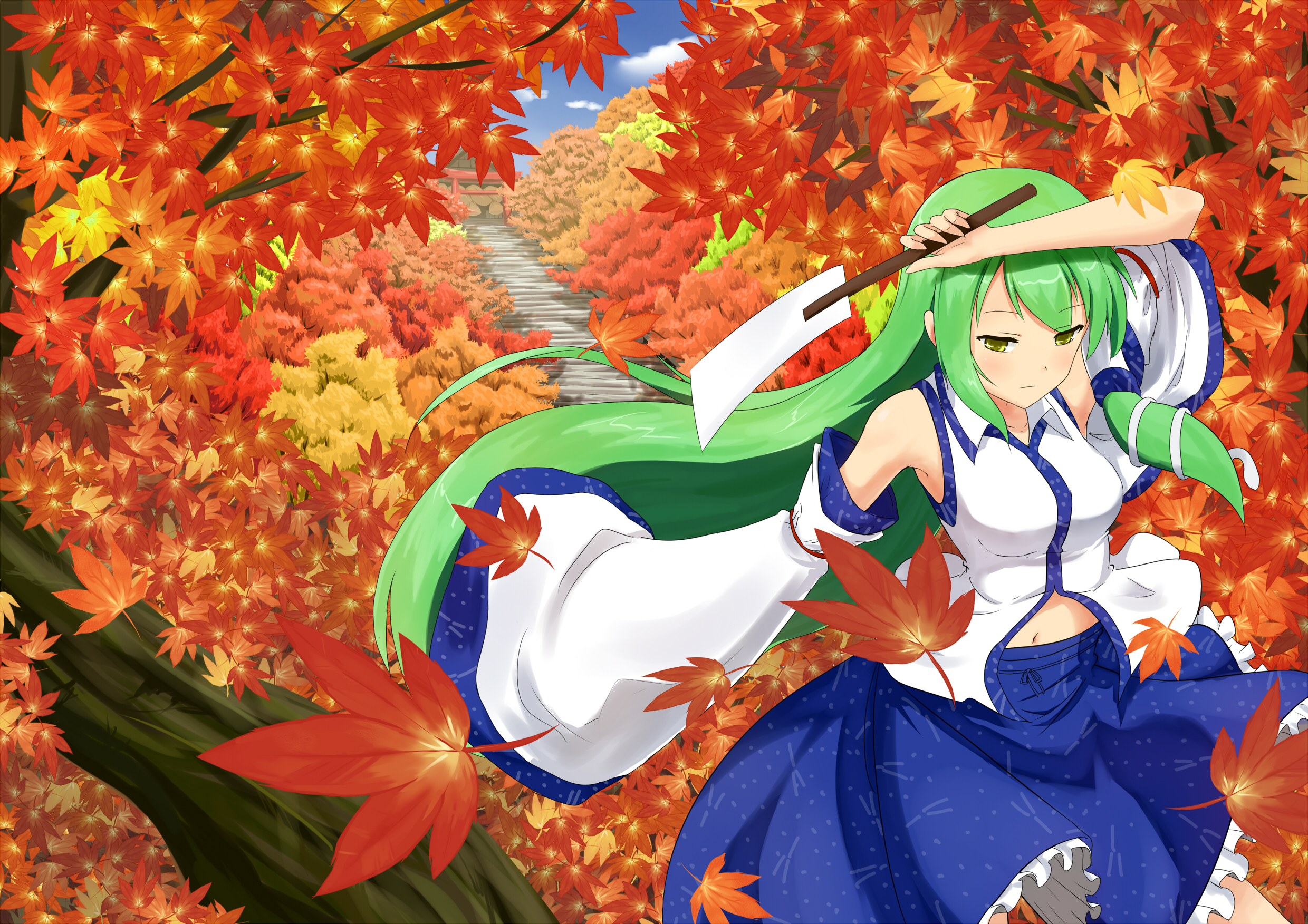 Кочия. Sanae kochiya. Sanae Touhou. Touhou Sanae kochiya Art. Touhou background.