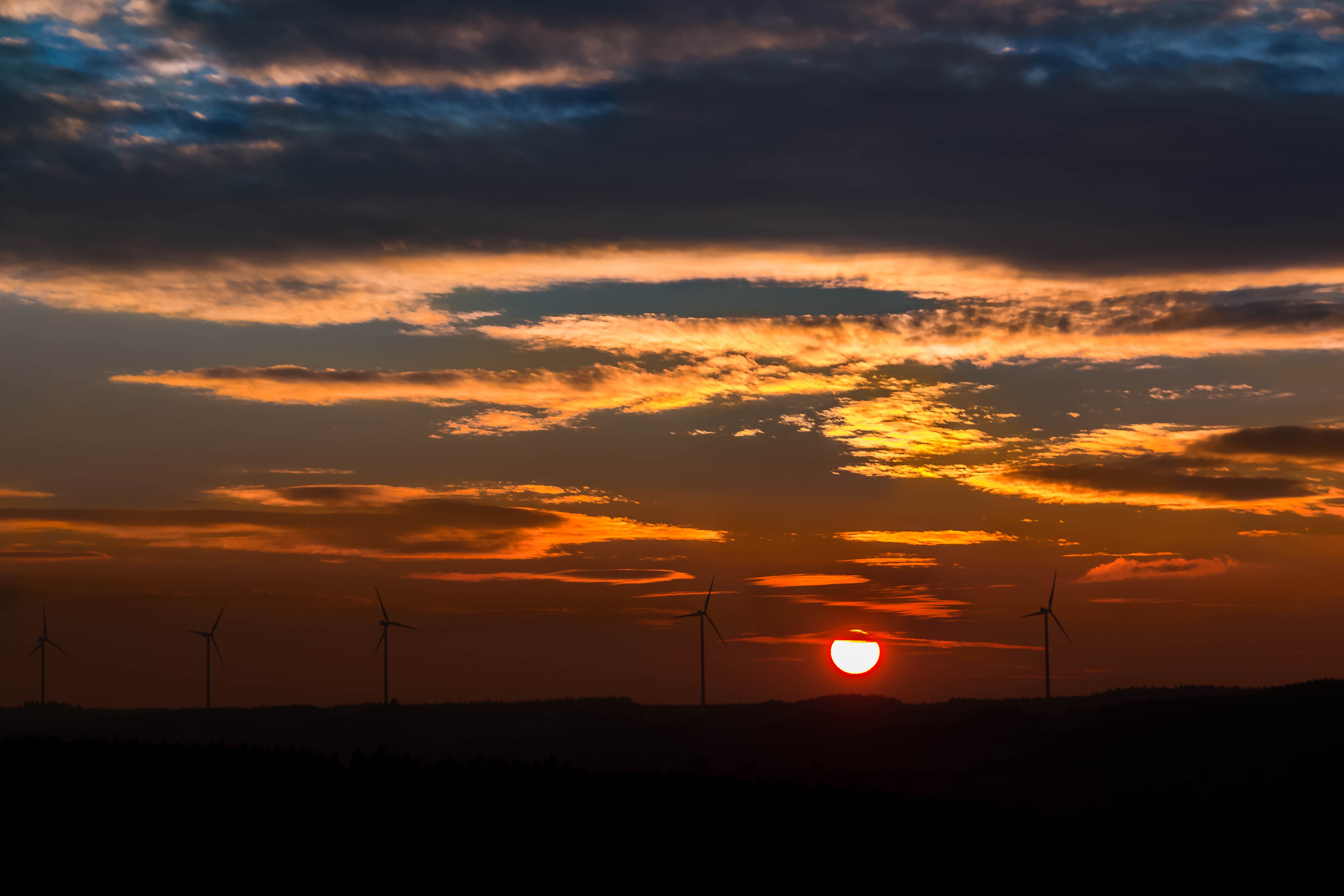 Laden Sie das Sunset, Sky, Natur, Windmühlen-Bild kostenlos auf Ihren PC-Desktop herunter