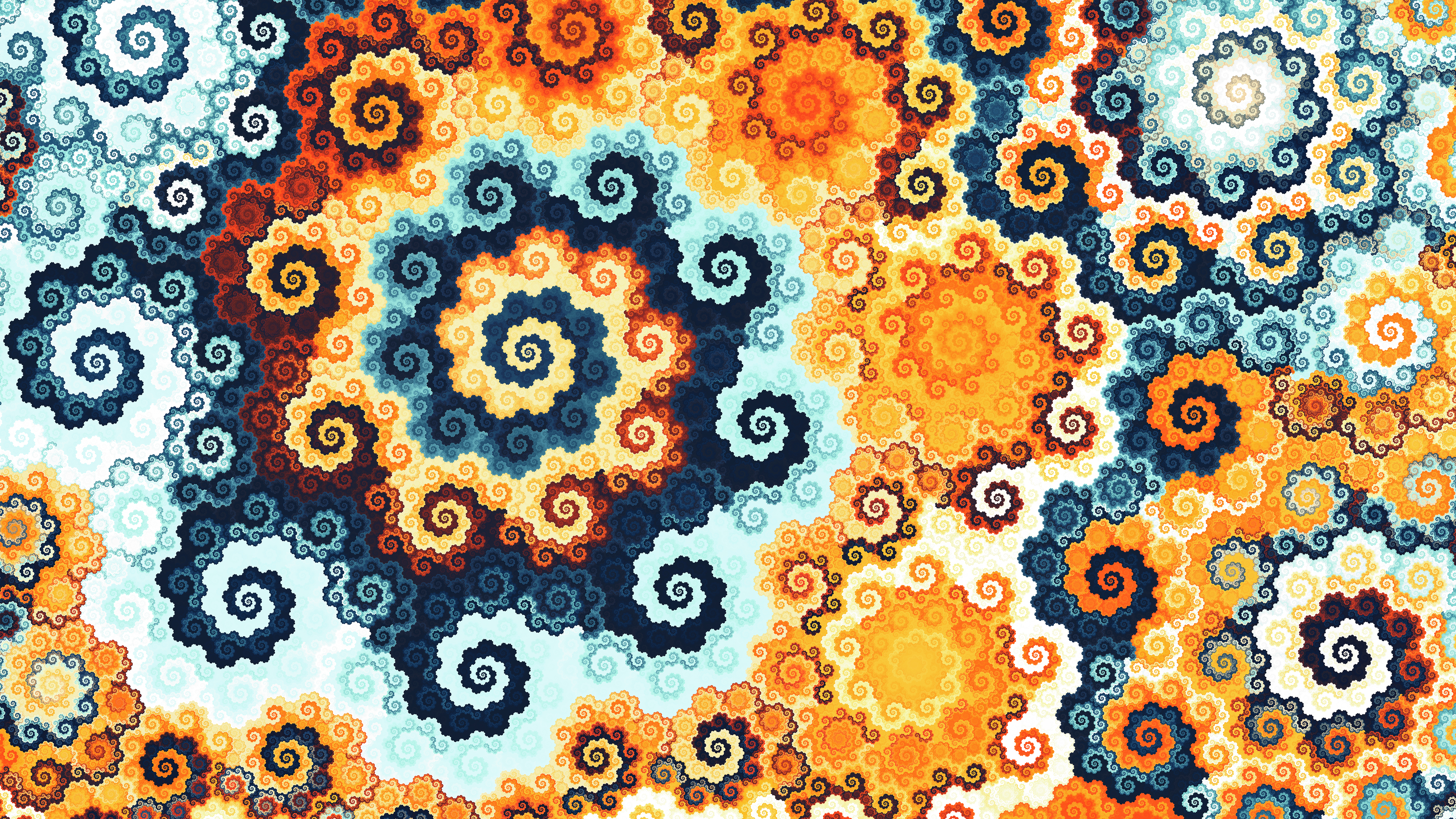abstract, swirling, multicolored, motley, pattern, fractal, involute 2160p