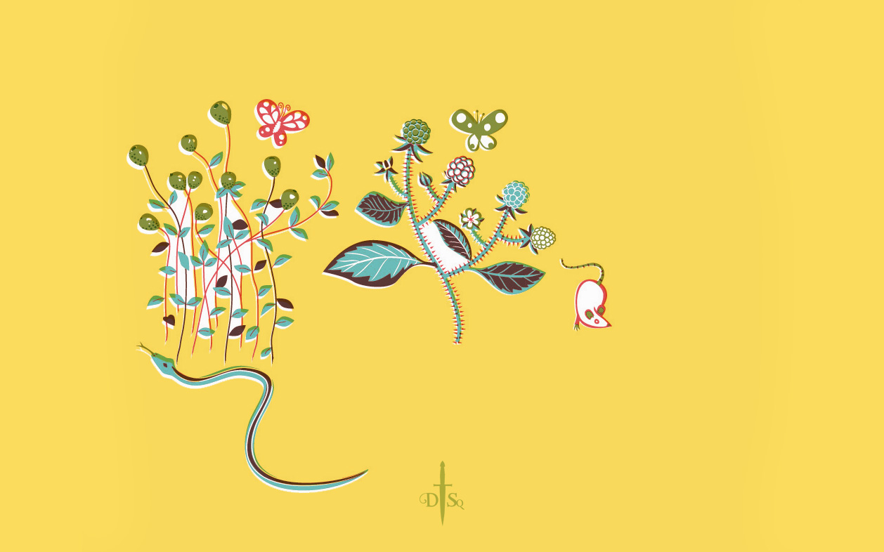 1920x1080 Background artistic, nature, butterfly, mouse, plant, snake