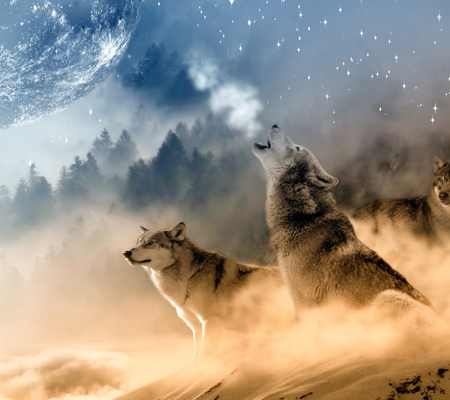 Воющий волк арт