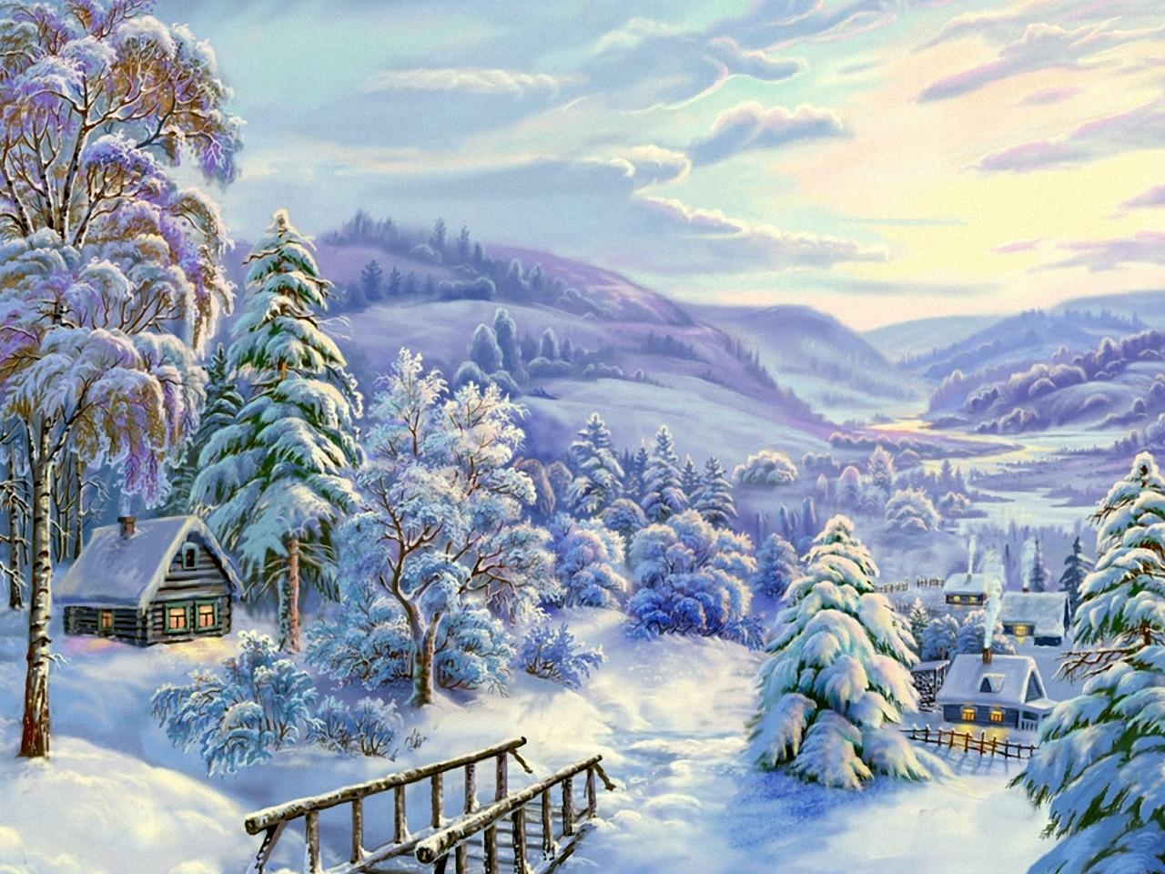 pictures, winter, landscape, blue