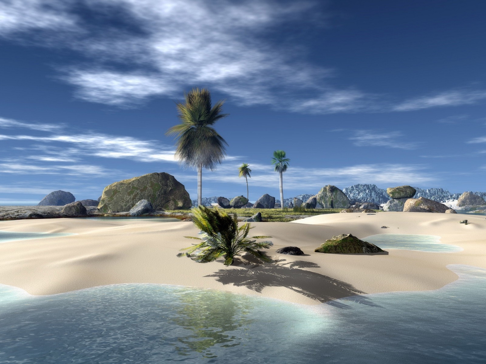 Free download wallpaper Sky, Sea, Landscape, Palms, Beach on your PC desktop