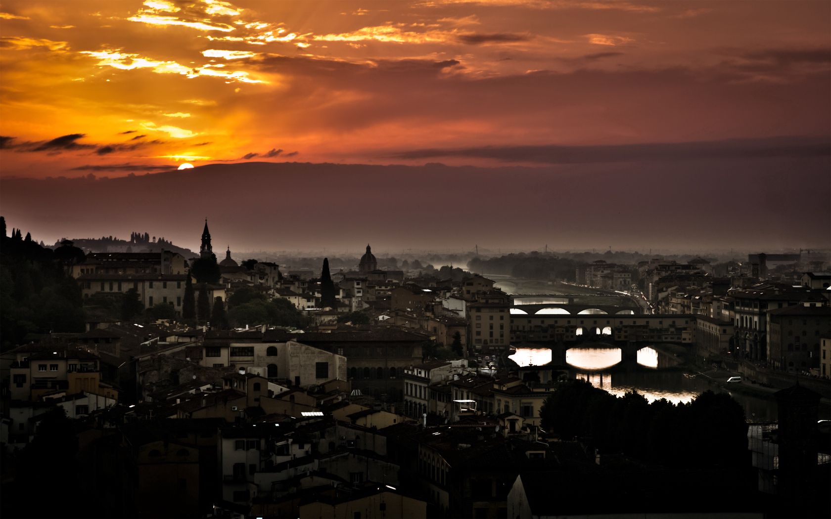 Download mobile wallpaper Building, Florence, Sky, Cities, Sunset, Italy for free.