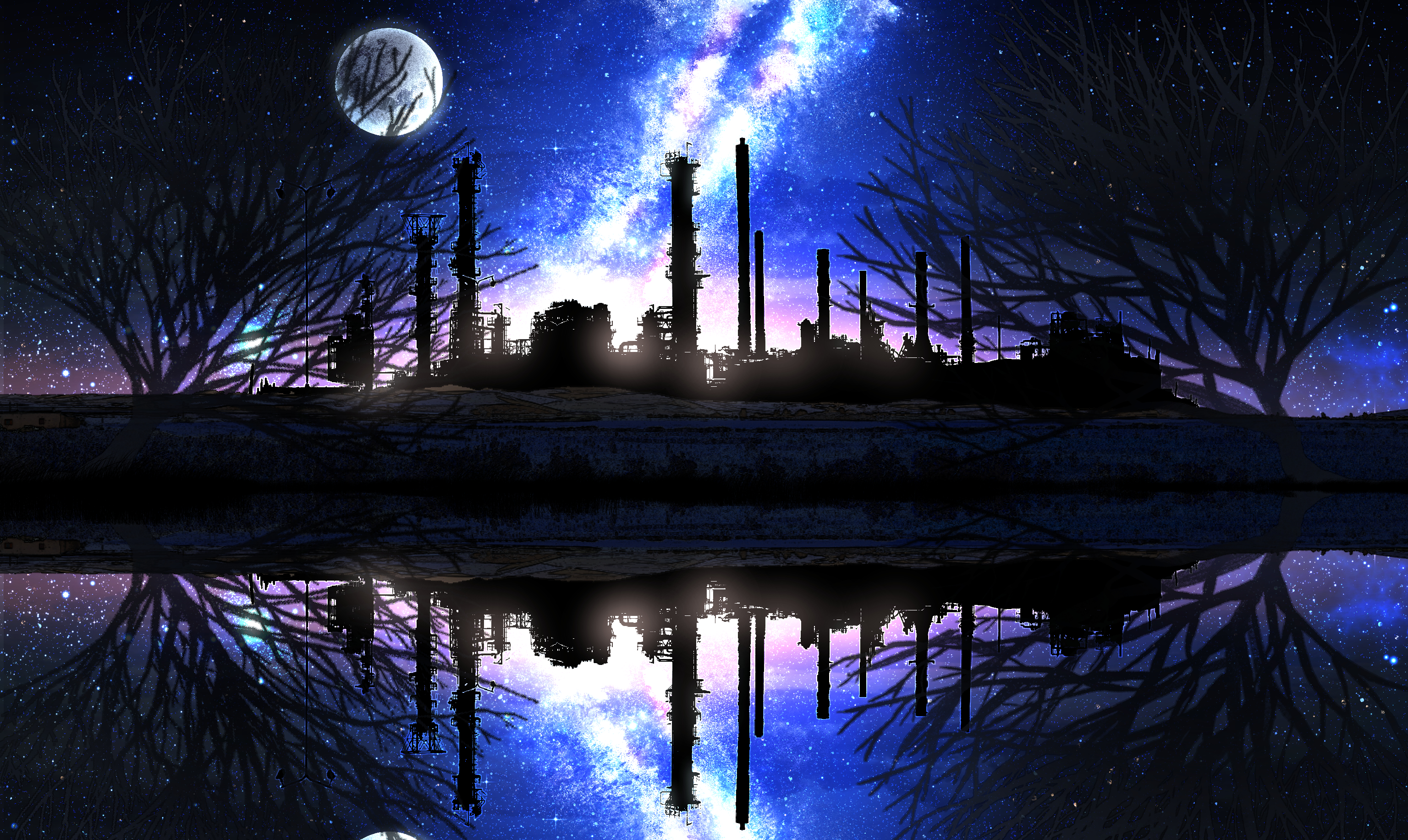 Night Lake Sky 4K wallpaper download