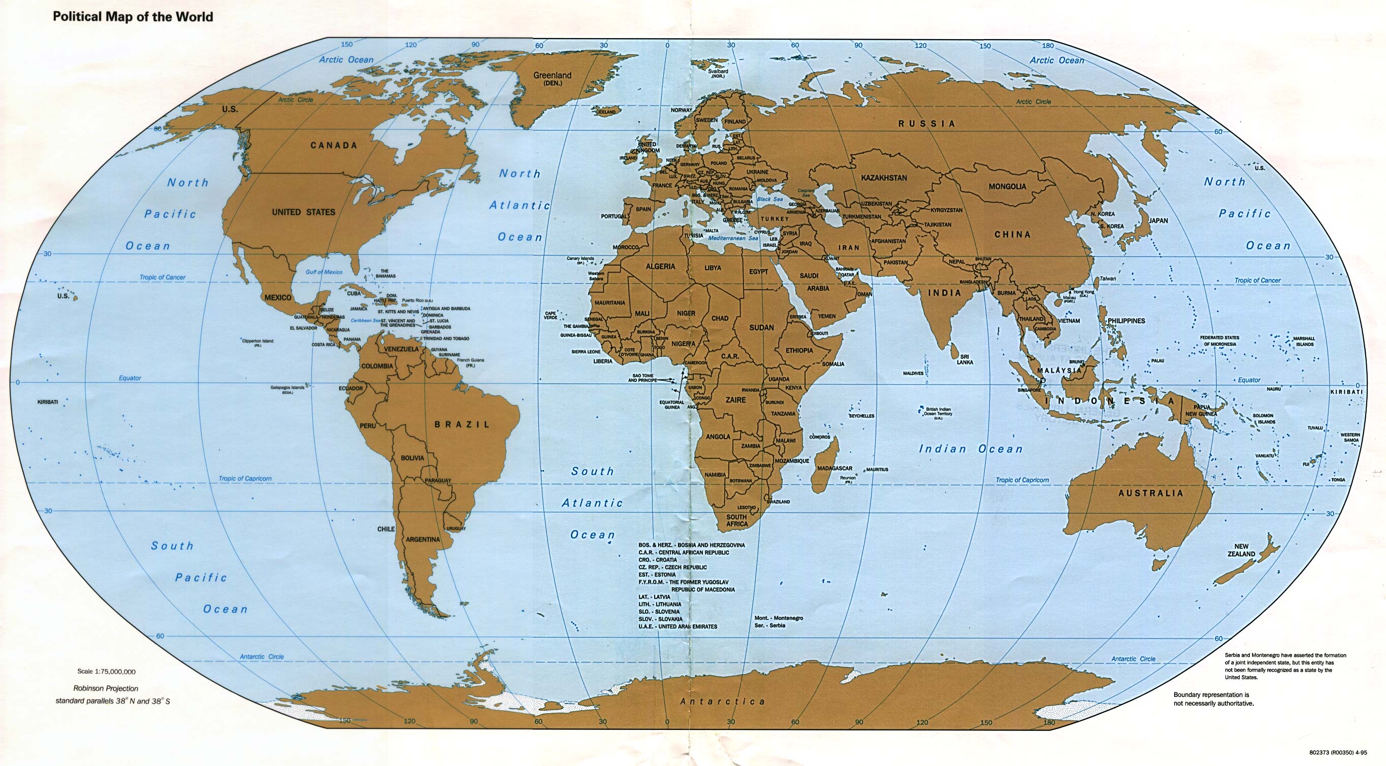 Карта мира 1995