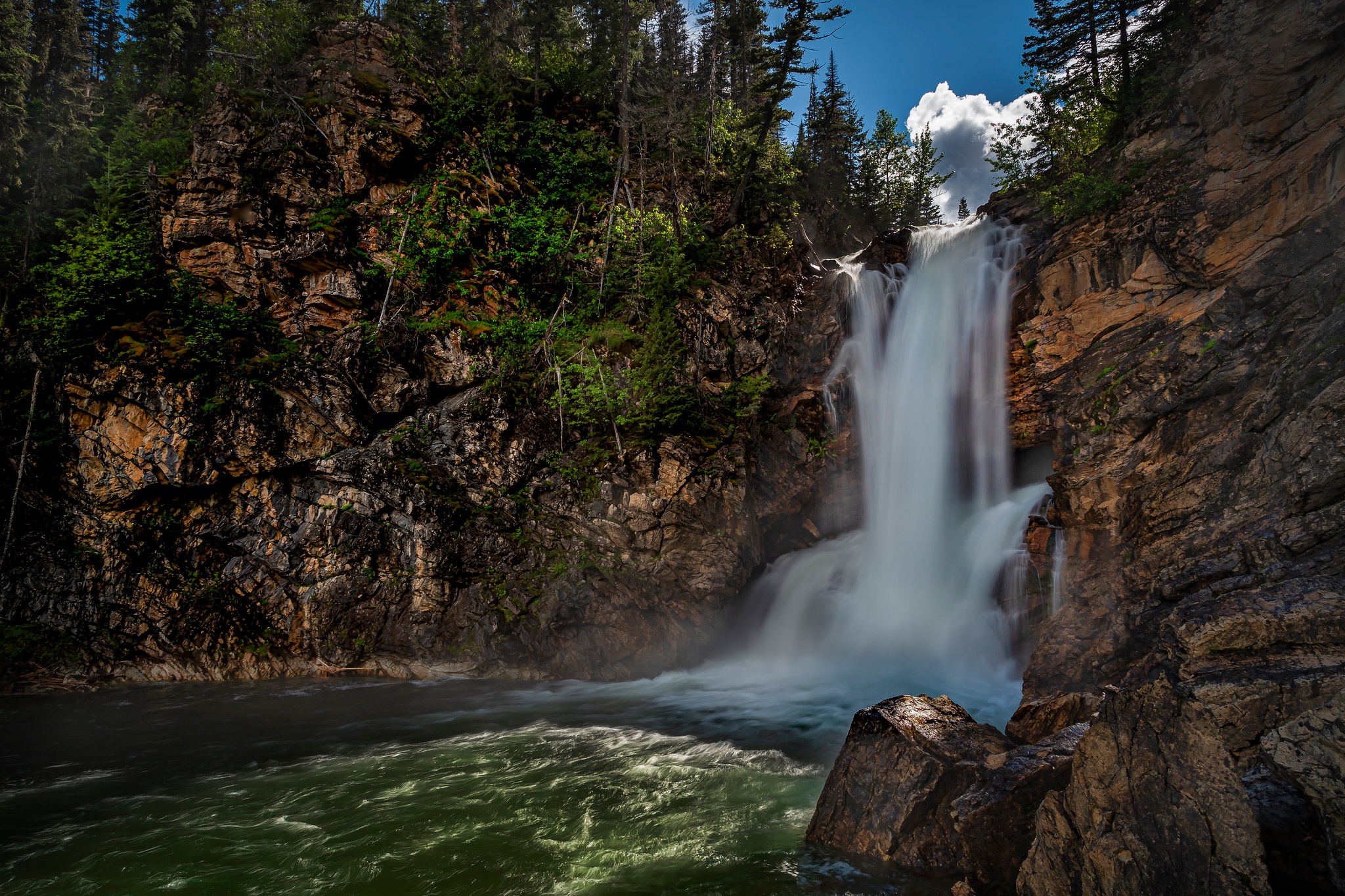 earth, waterfall, glacier national park, montana, river, waterfalls