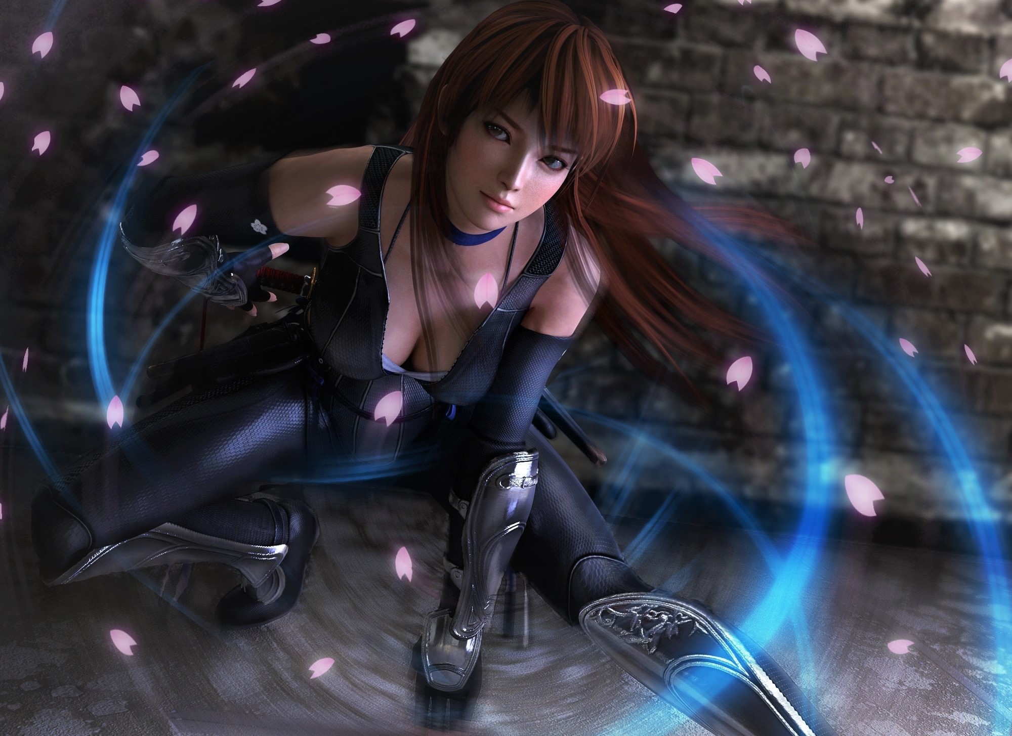 woman warrior, kasumi (dead or alive), dead or alive, video game, dead or alive 5, brown hair, fantasy