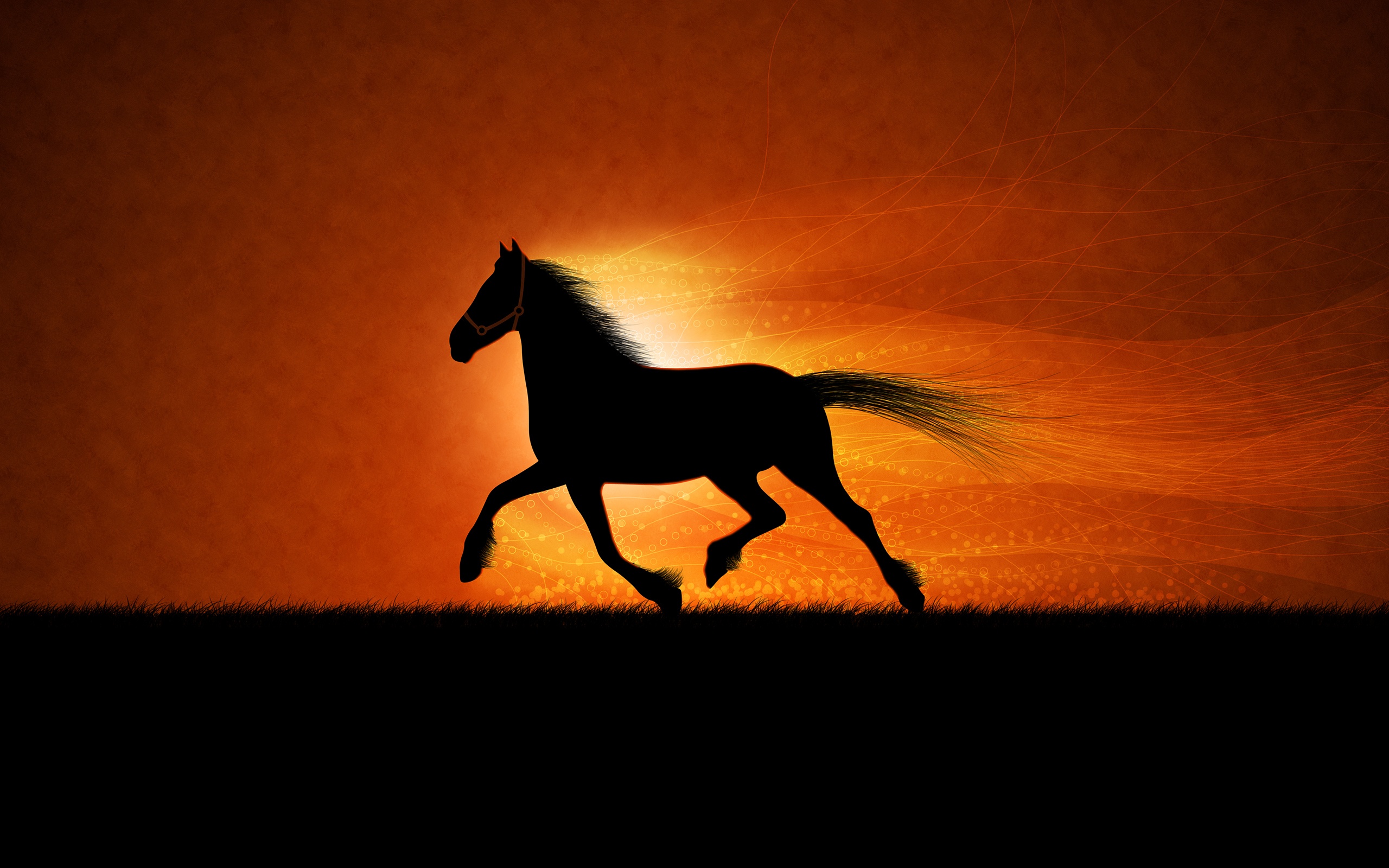 168026 скачать обои лошадь, бег, закат, животные, художественный - заставки и картинки бесплатно