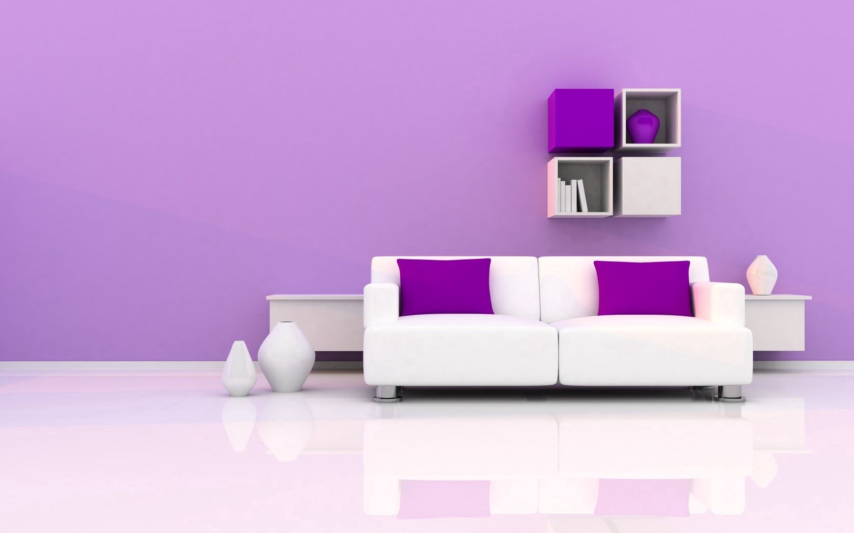 miscellanea, miscellaneous, sofa, cushions, pillows, shelves, vases Smartphone Background
