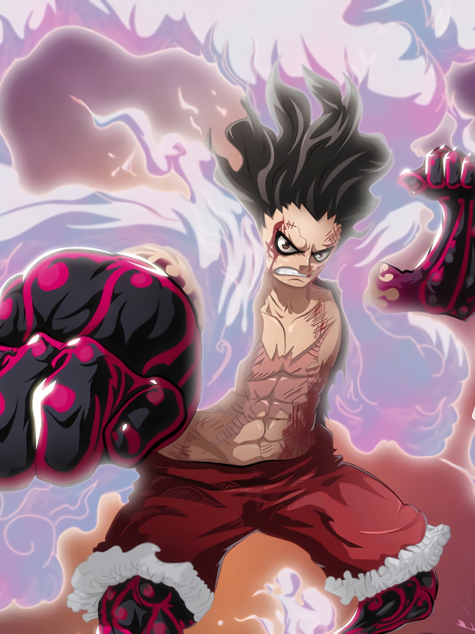 gear fourth, anime, one piece, monkey d luffy, angry