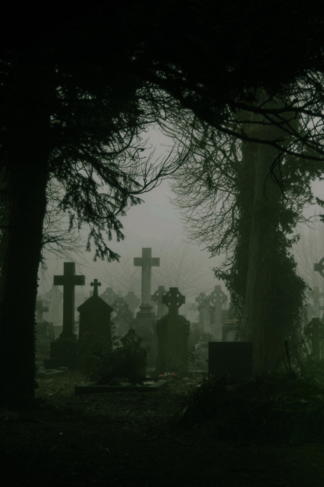 Dark Cemetery In An Autumn Setting With Trees And Tombstones Background,  Picture Of Graveyards, Graveyard, Grave Background Image And Wallpaper for  Free Download