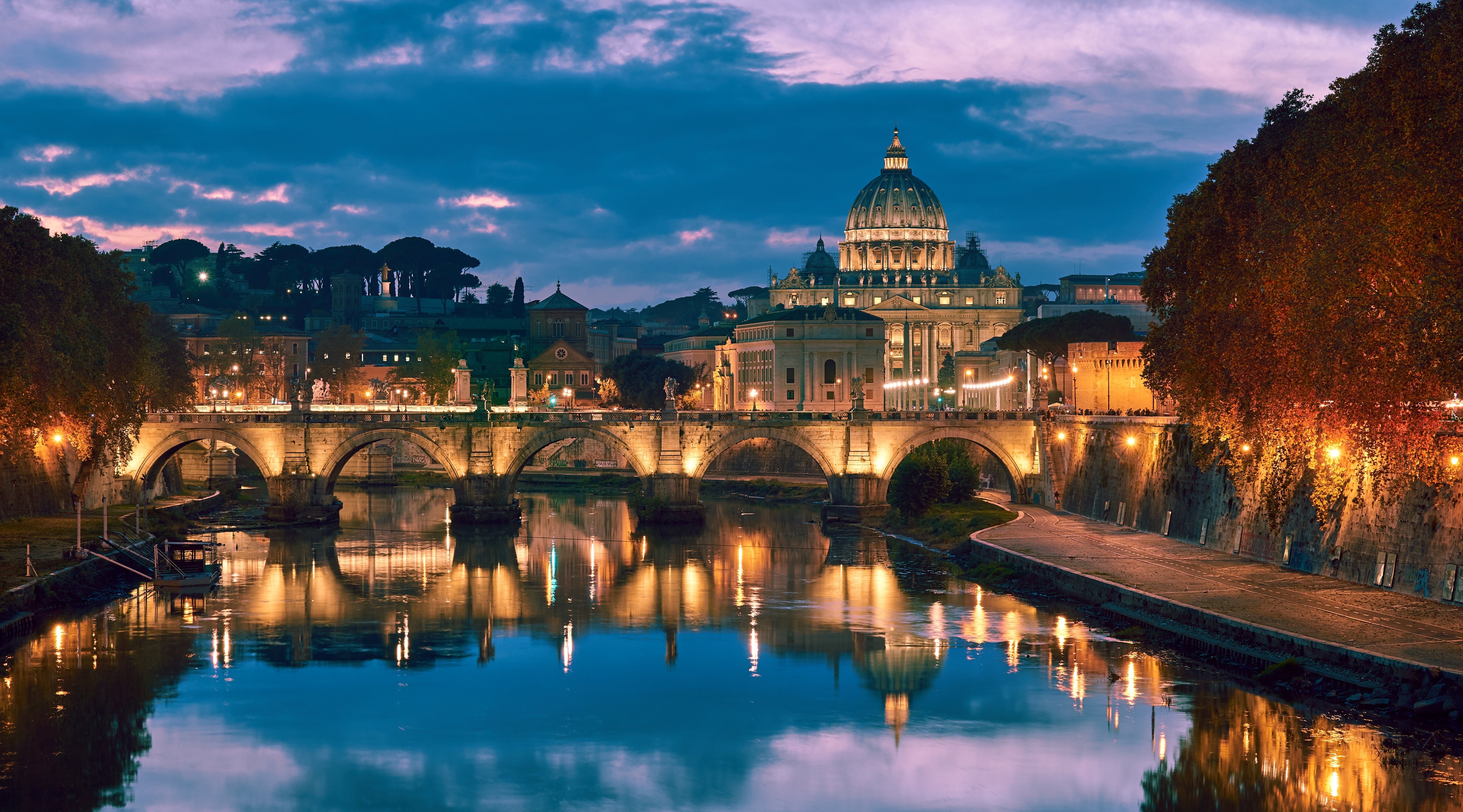 442154画像をダウンロードマンメイド, ローマ, サンタンジェロ橋, 都市-壁紙とスクリーンセーバーを無料で