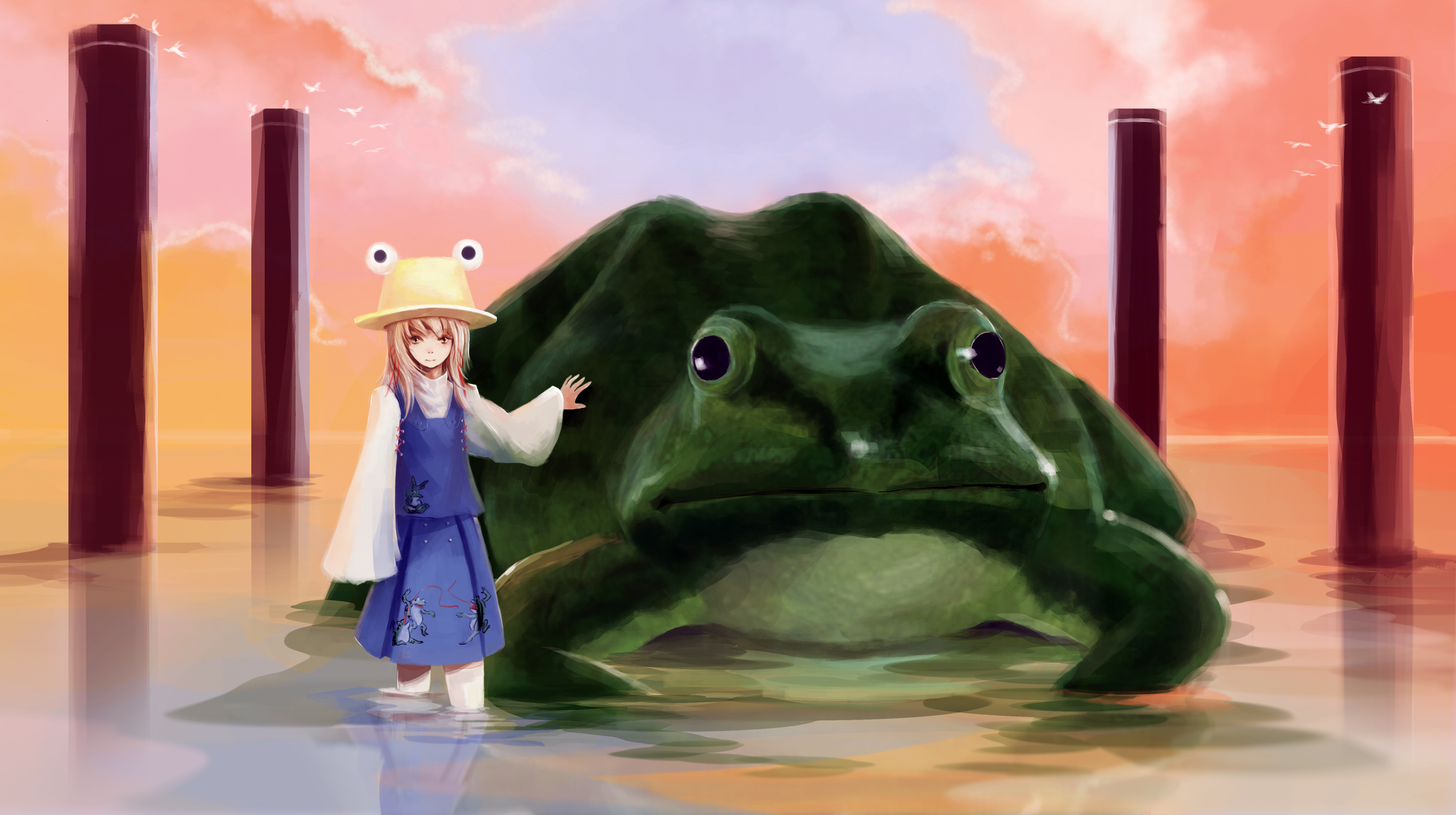 Девочка лягушка. Сувако Мория. Suwako Moriya Frog. Сувако Мория арт жабка. Тохо лягушка.