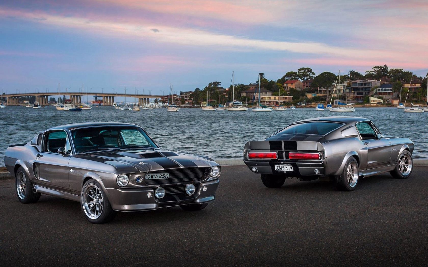 mustang, sea, ford, cars, silver, silvery
