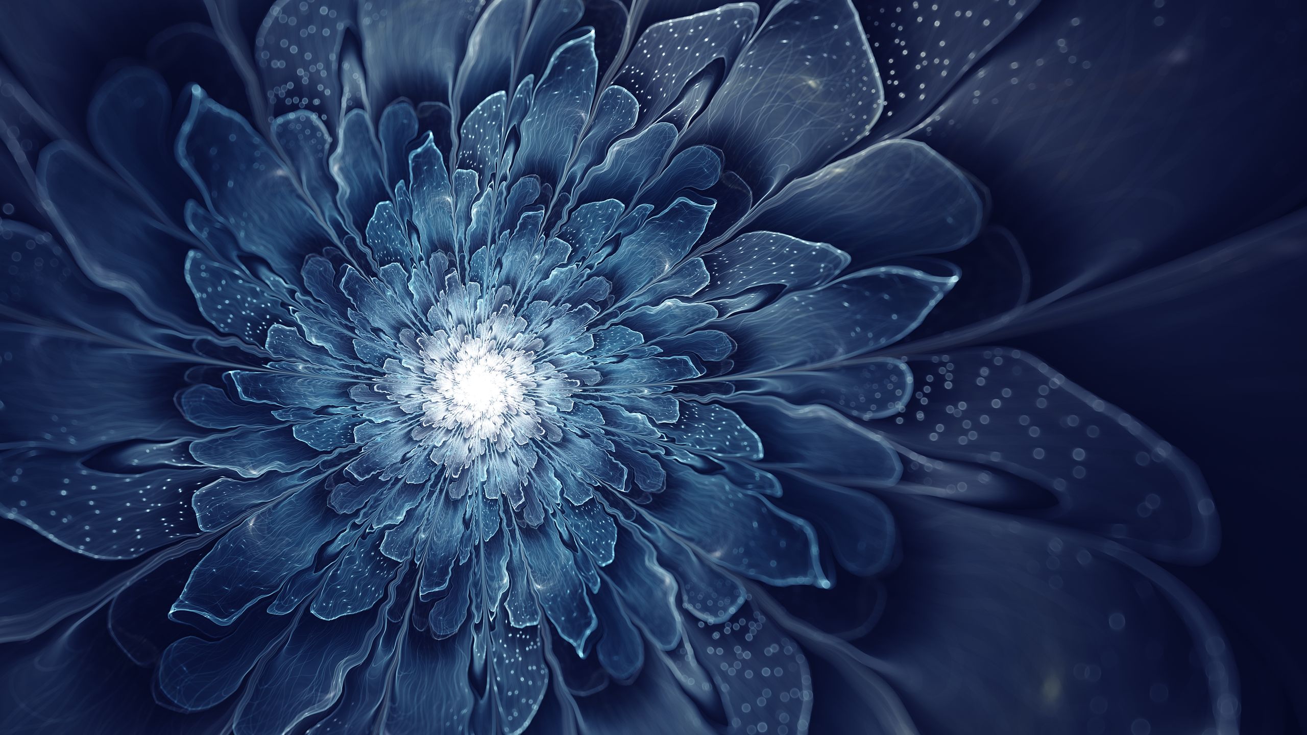 Абстрактные цветы в синем приглушенном цвете
