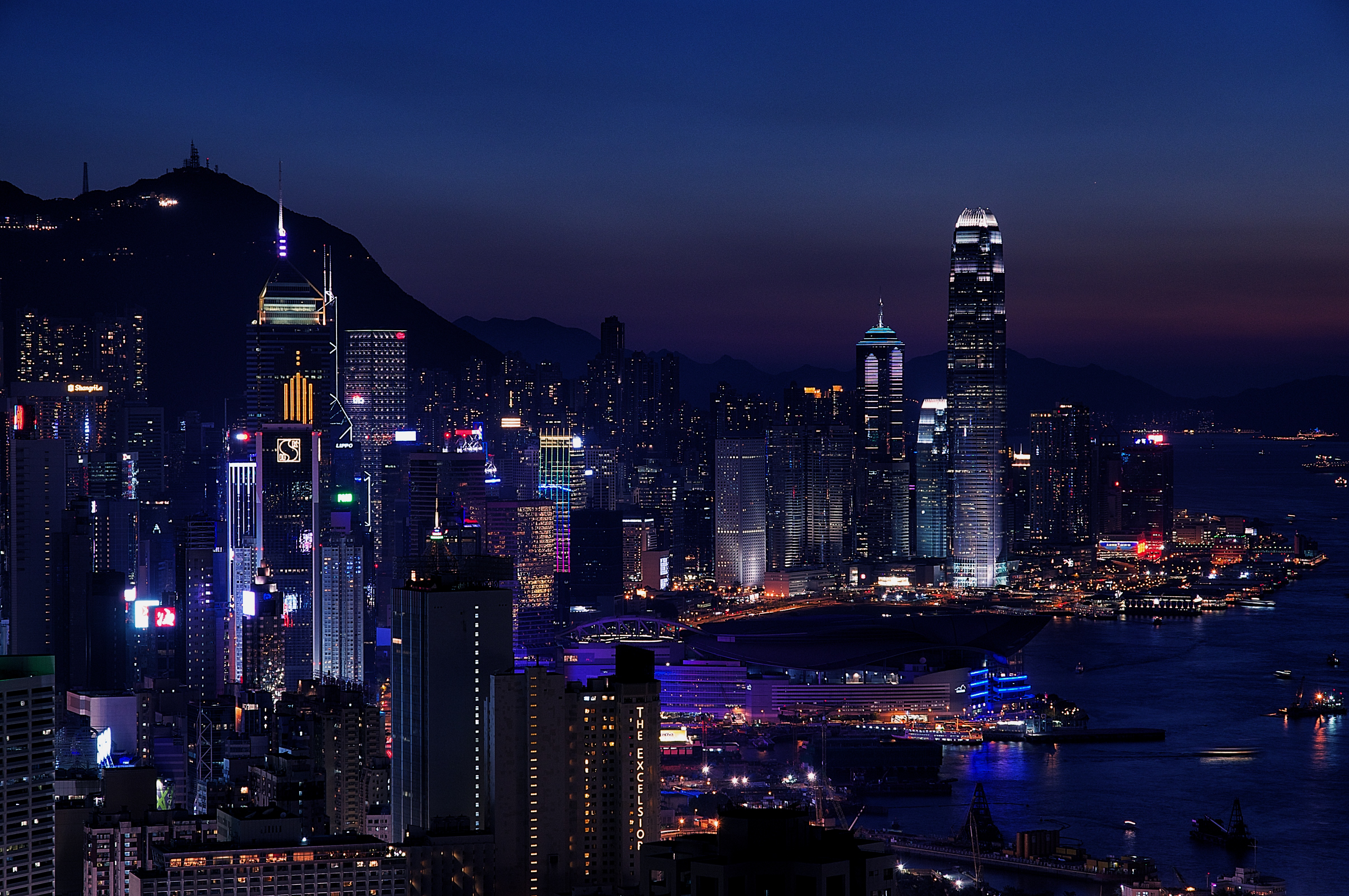 HD wallpaper hong kong, megapolis, hong kong s a r, night city, skyscrapers, megalopolis, cities, city lights
