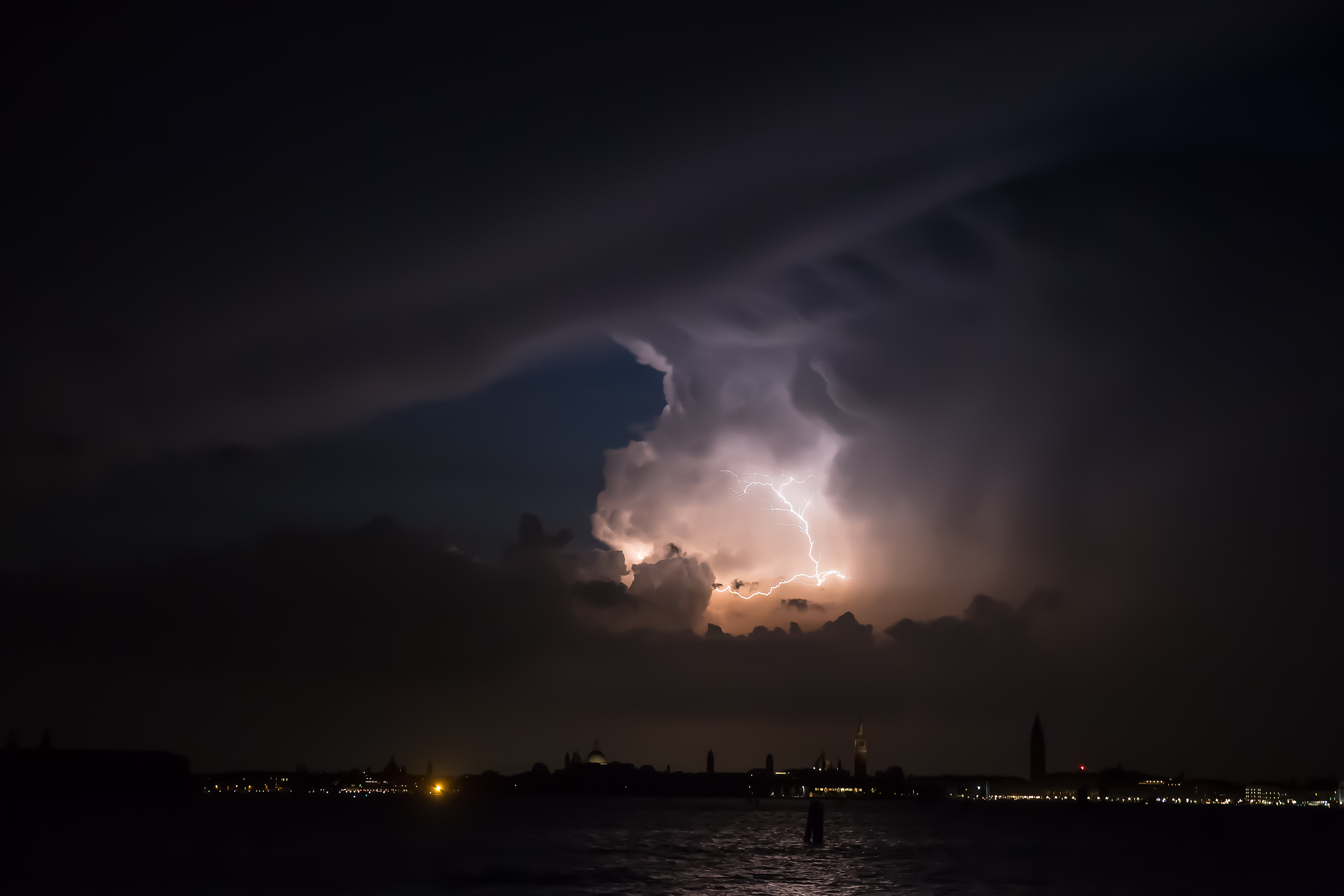 thunderstorm, storm, nature, clouds, city, mainly cloudy, overcast Free Stock Photo