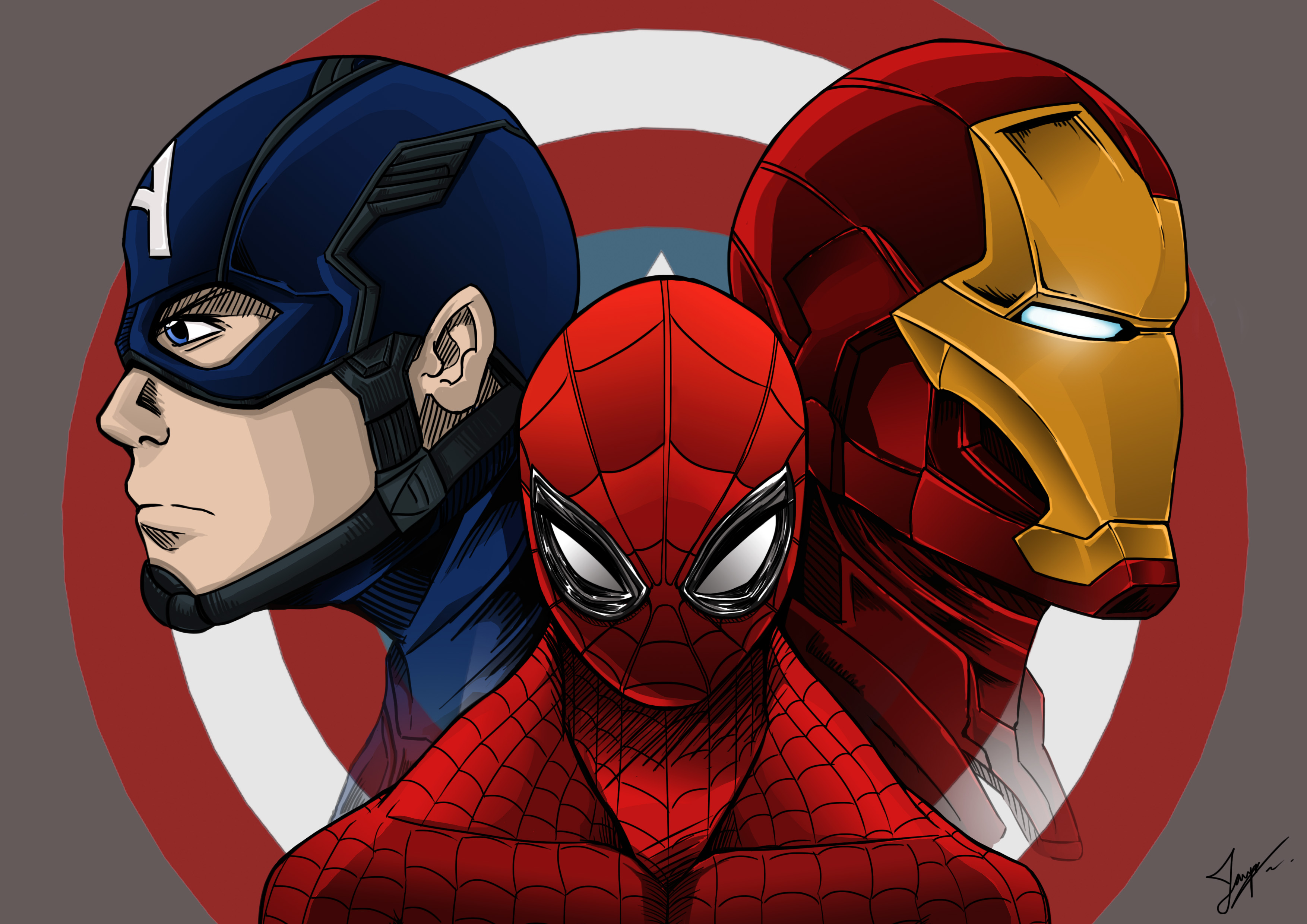 Марвел Капитан Америка человек паук и Железный человек
