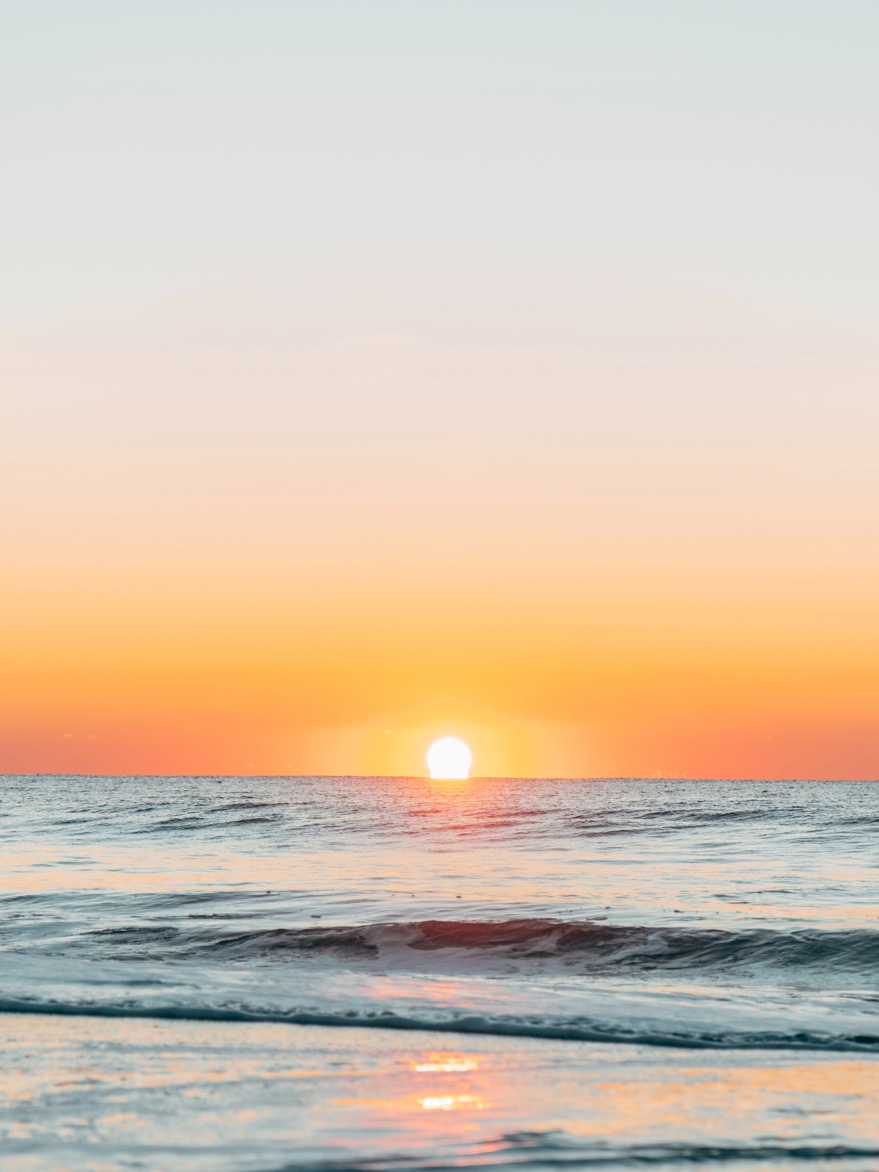 Download mobile wallpaper Horizon, Sky, Sea, Sun, Sunset, Nature for free.