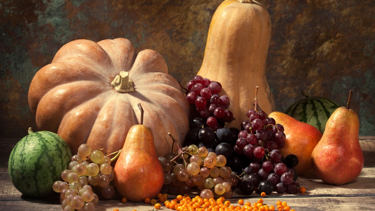 HD desktop wallpaper: Food, Grapes, Pumpkin, Still Life, Fall, Harvest ...