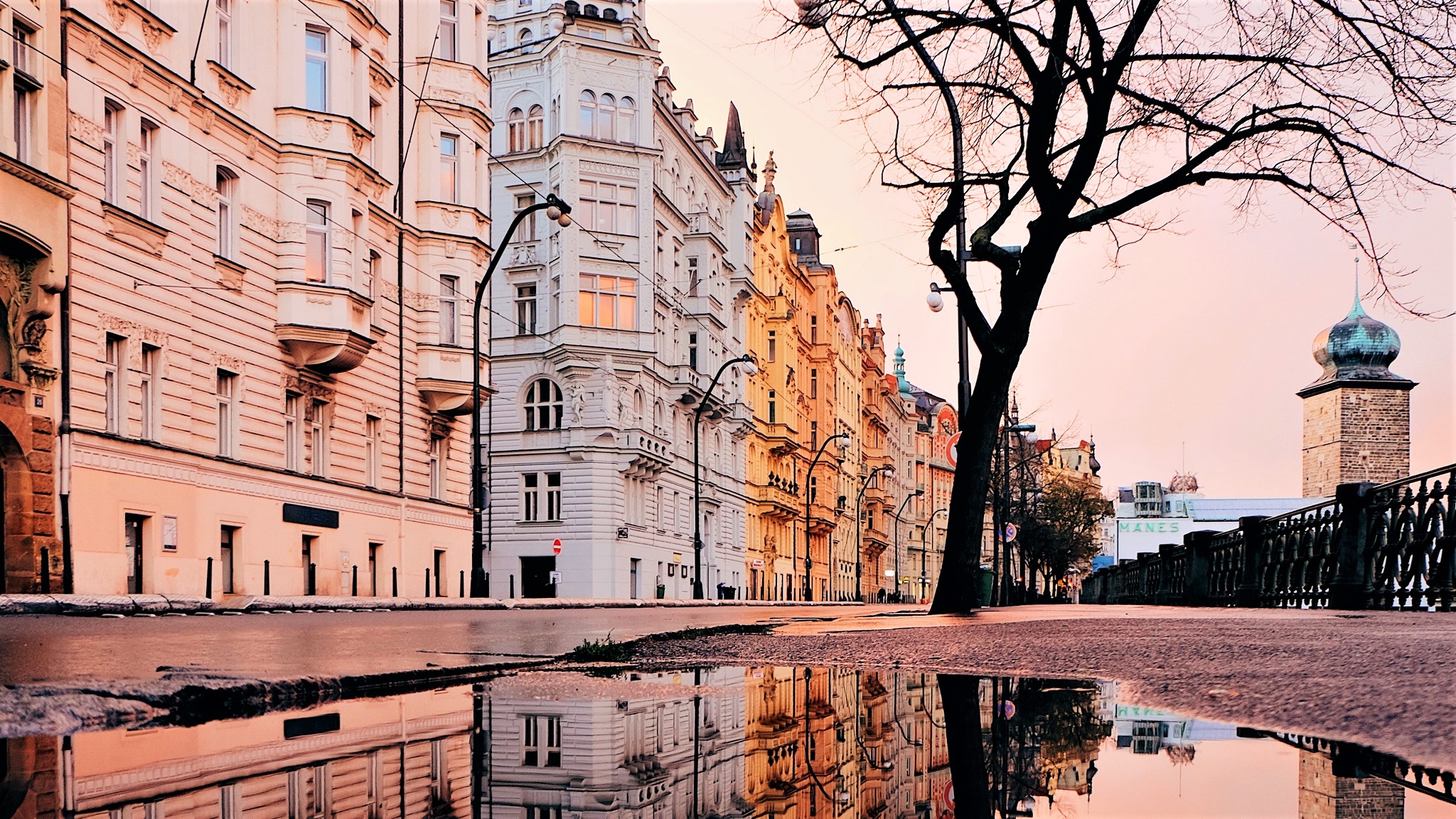 prague, architecture, street, man made, czech republic, house, reflection, cities